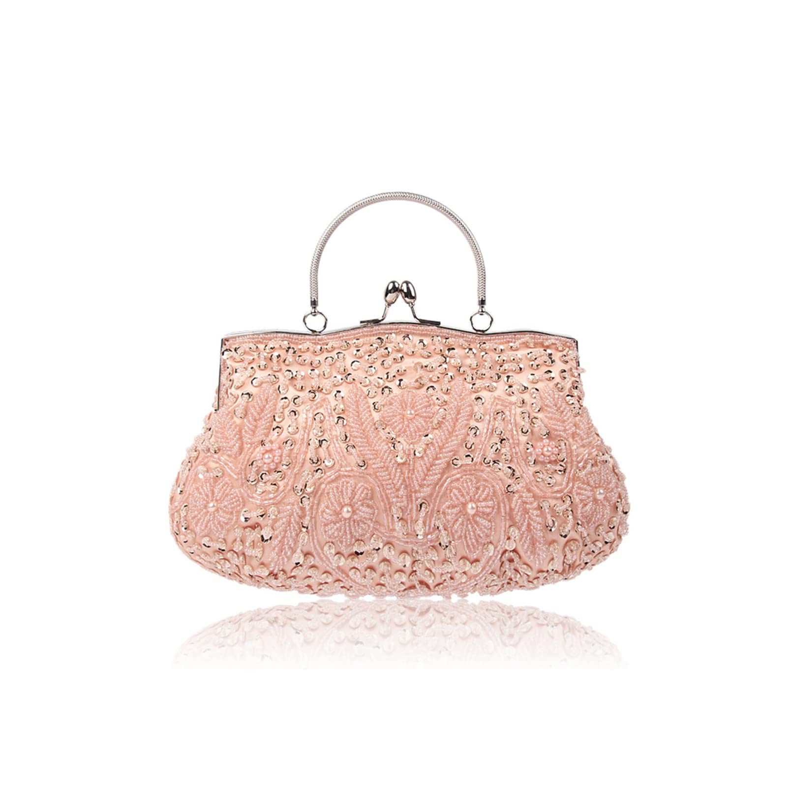 nsihing Abendtasche Damen Handgemachte Perle Handtasche Clutch Elegant Brauttasche, Schultertasche Klein Tasche Kette Umhängetasche Hochzeit Party