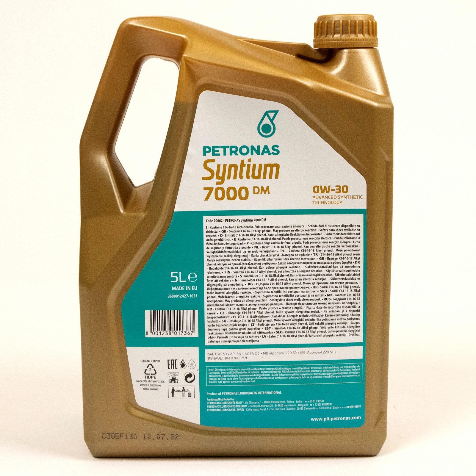Petronas Motoröl Petronas Syntium 7000 DM 0W-30 5 Liter 18345019
