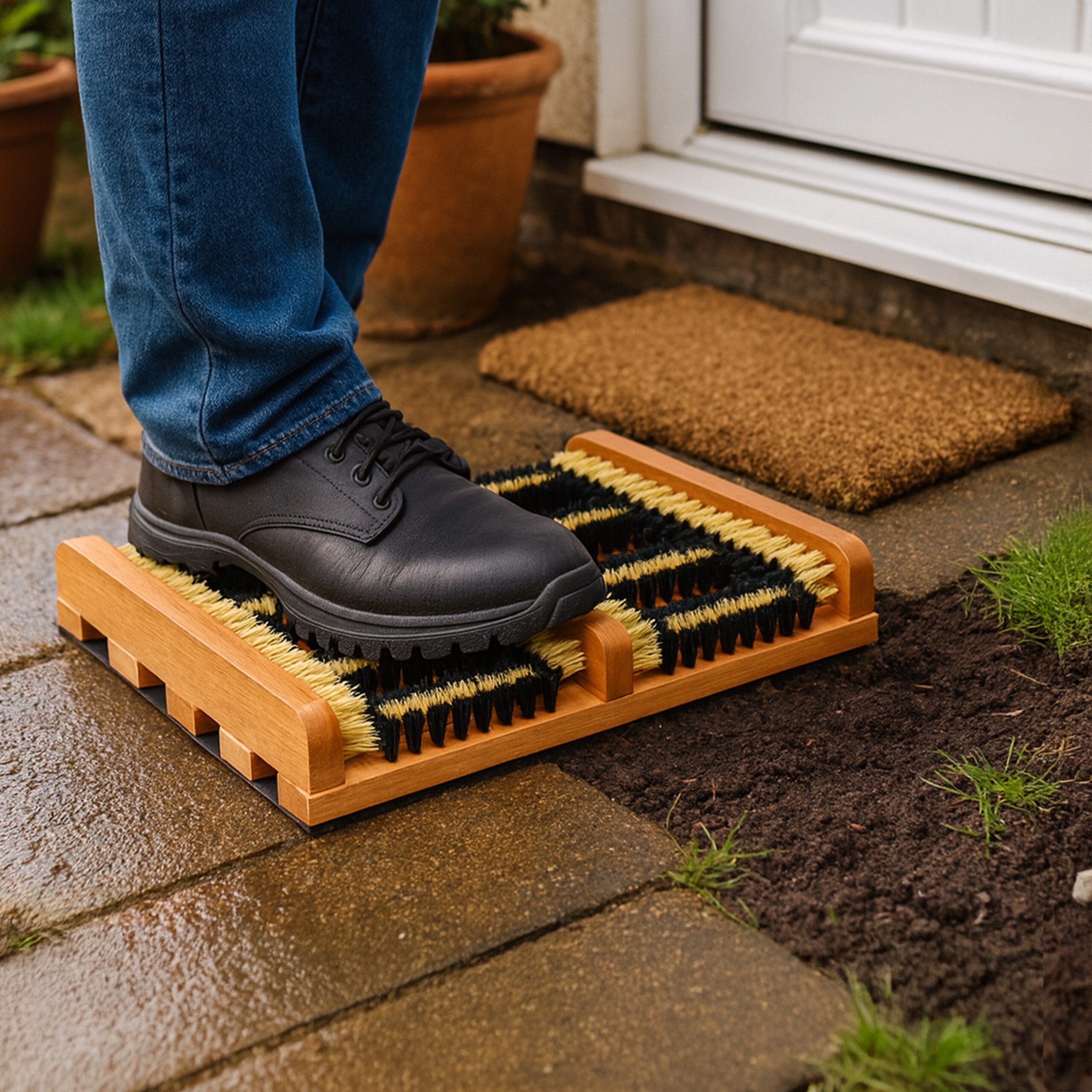 relaxdays Schuhputzbürste Schuhabstreifer mit Bürsten
