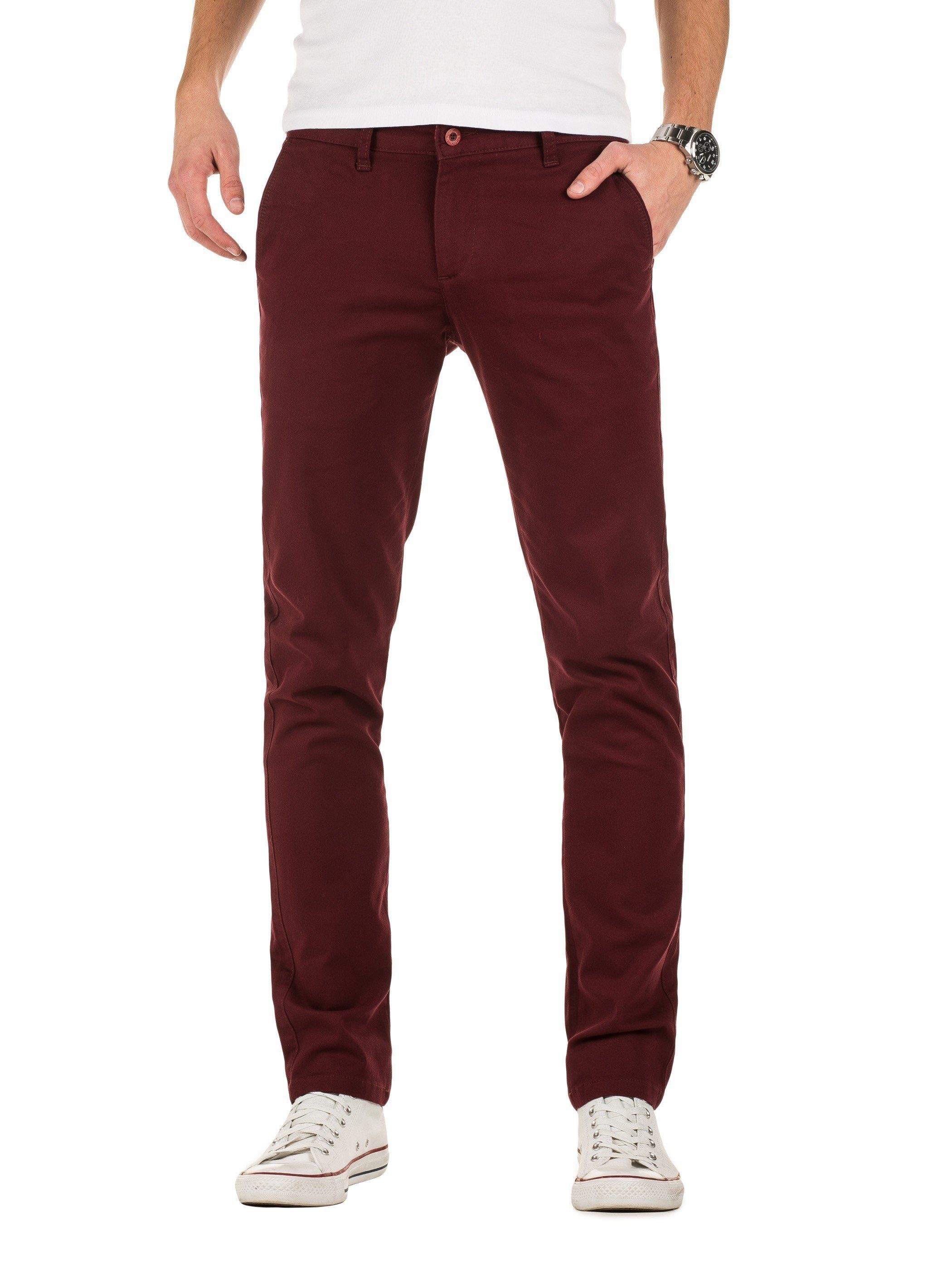 WOTEGA Chinohose Chino Pants Adriano Herren Slim Fit Chinohose Rot (bordeaux 1008)