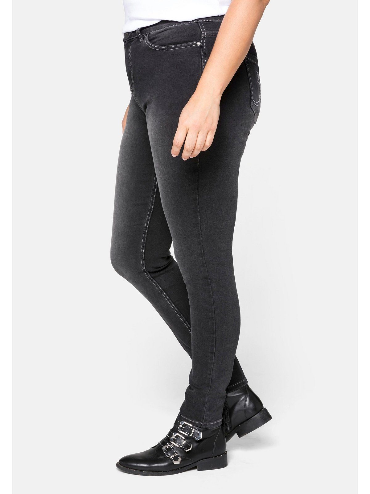 elastisches Super black Sheego Stretch-Jeans Große Größen Power-Stretch-Material Denim