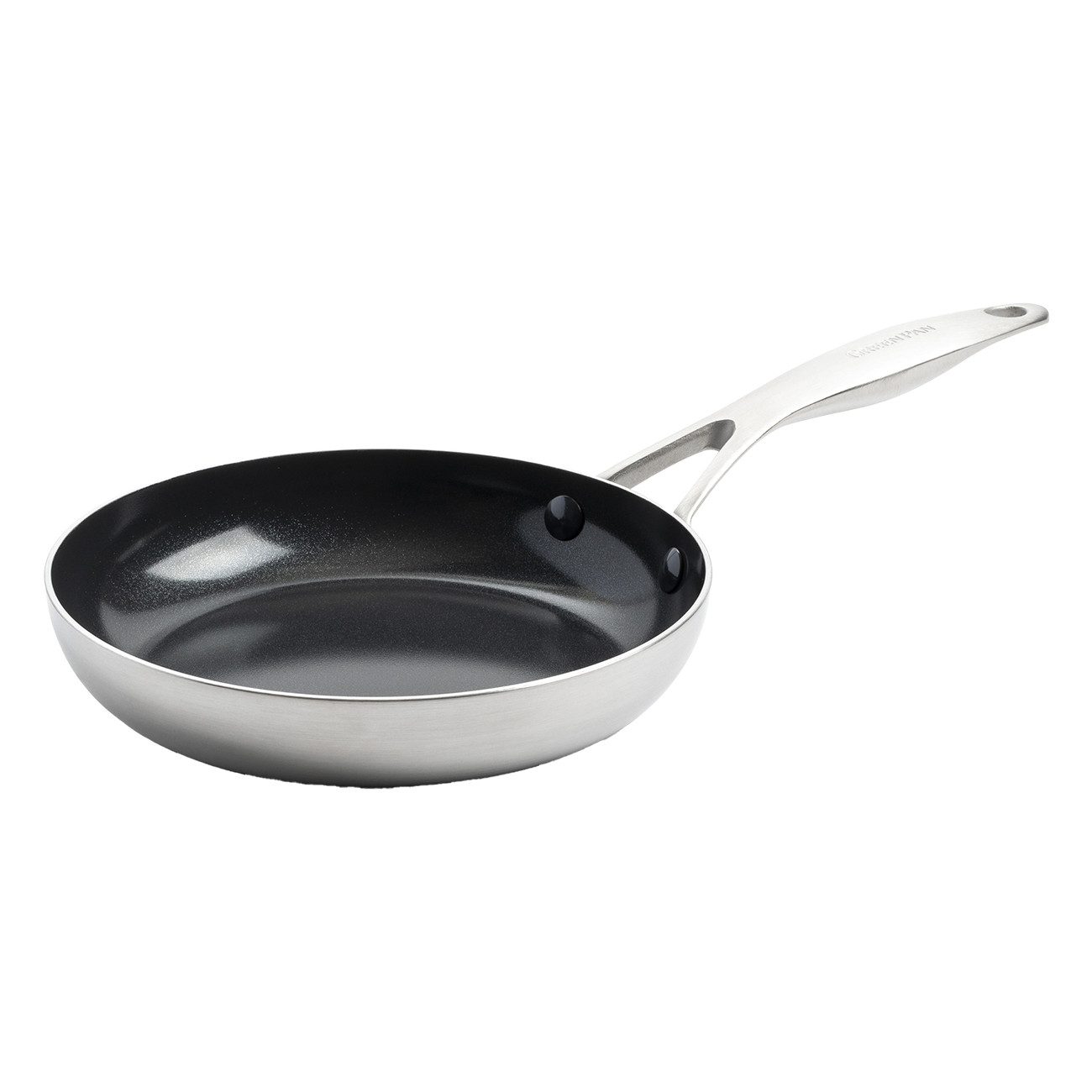 GREENPAN Bratpfanne Geneva Bratpfanne Edelstahl langlebig Antihaft backofenfest, Edelstahl, Kratzfest, gleichmäßige Hitze, spülmaschinenfest Ø 18 cm