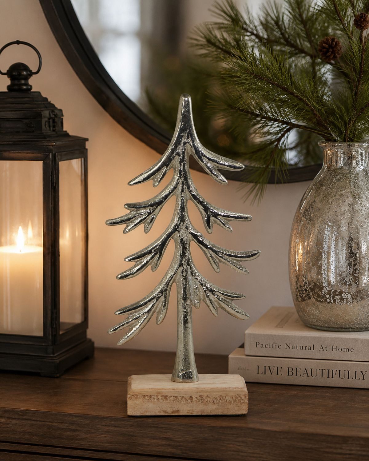 RIFFELMACHER & WEINBERGER Christbaumschmuck Baum zum Stellen, 23x5 cm, Aluminium silber, Wi