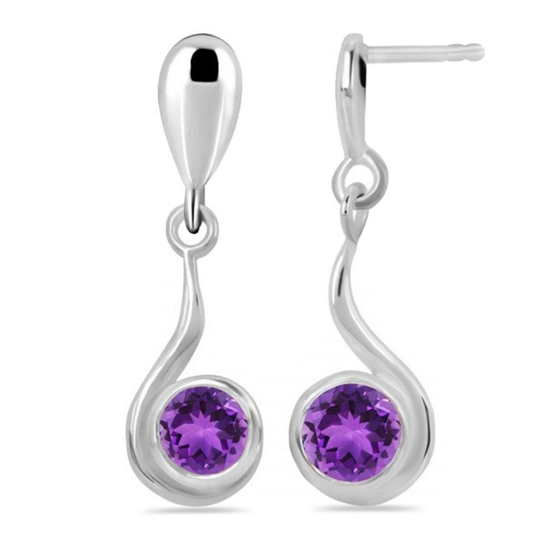 Goldene Hufeisen Paar Ohrstecker Damen echter Amethyst Ohrstecker 925 Sterlingsilber mit Edelsteine, Edelsteinschmuck für Damen