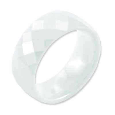Kingka Partnerring "YIN YANG" Facettierter weißer Ceramic Ring "WHITE"
