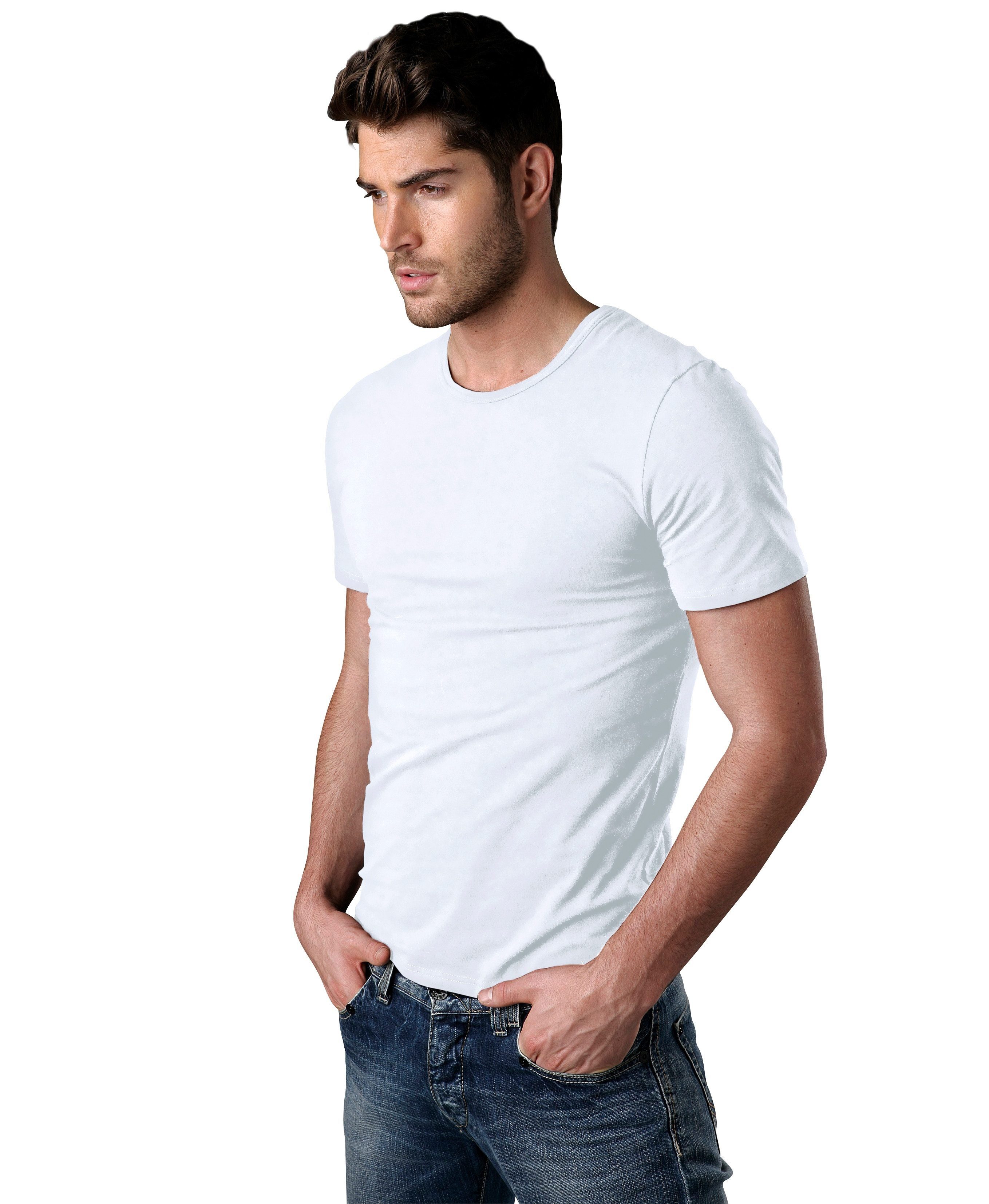 Rundhalsausschnitt als Unterziehshirt weiß T-Shirt mit perfekt H.I.S (2er-Pack)