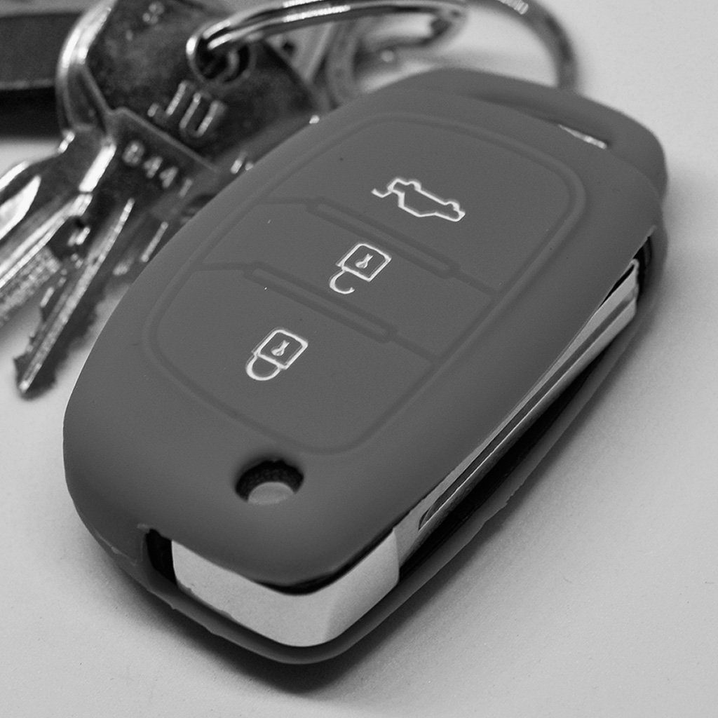 mt-key Schlüsseltasche Autoschlüssel Softcase Silikon Schutzhülle Dunkelgrau, für Hyundai i10 i20 i40 ix25 ix35 Tucson Accent Ioniq Sonata Santa Fe
