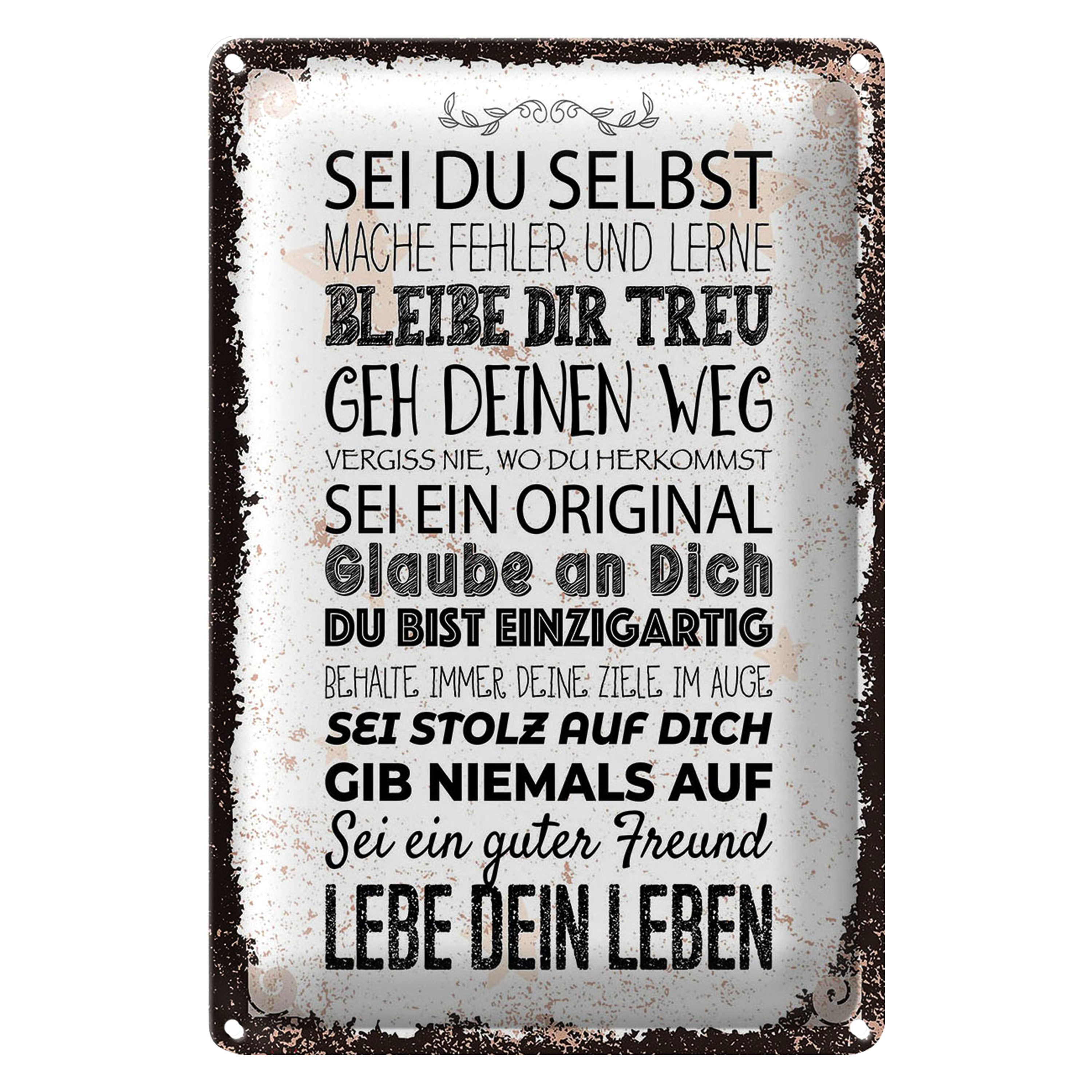 Roomando Metallschild Blechschild Spruch Sei du selbst mache Fehler lerne 20x30cm