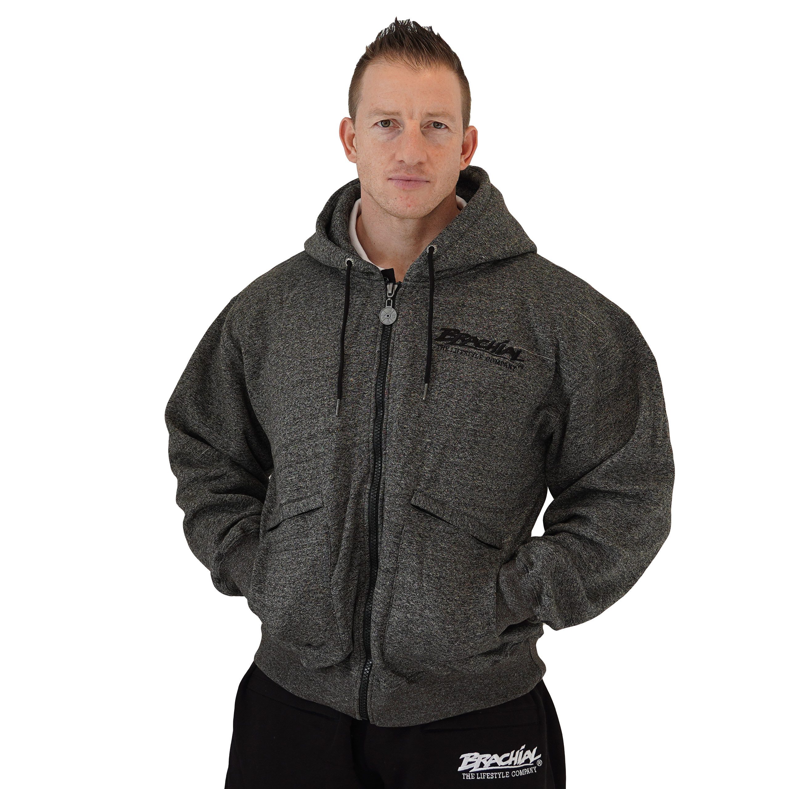BRACHIAL THE LIFESTYLE COMPANY Kapuzensweatjacke Brachial Zip-Hoody "HDZC-reed" dunkelgraumeliert/schwarz