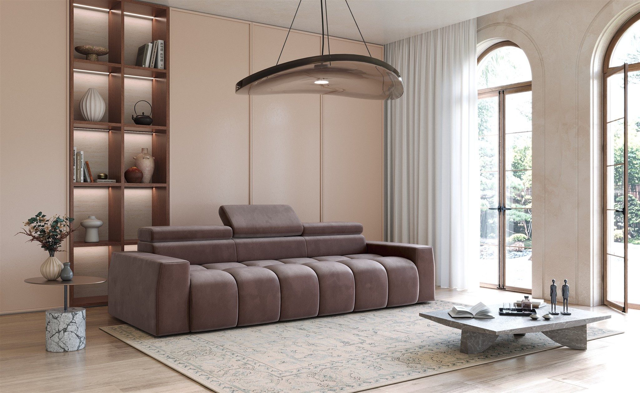 Fun Möbel Big-Sofa Couchgarnitur DARCY Megasofa in Stoff Salvador, Einstellbare Kopfstützen (x3)