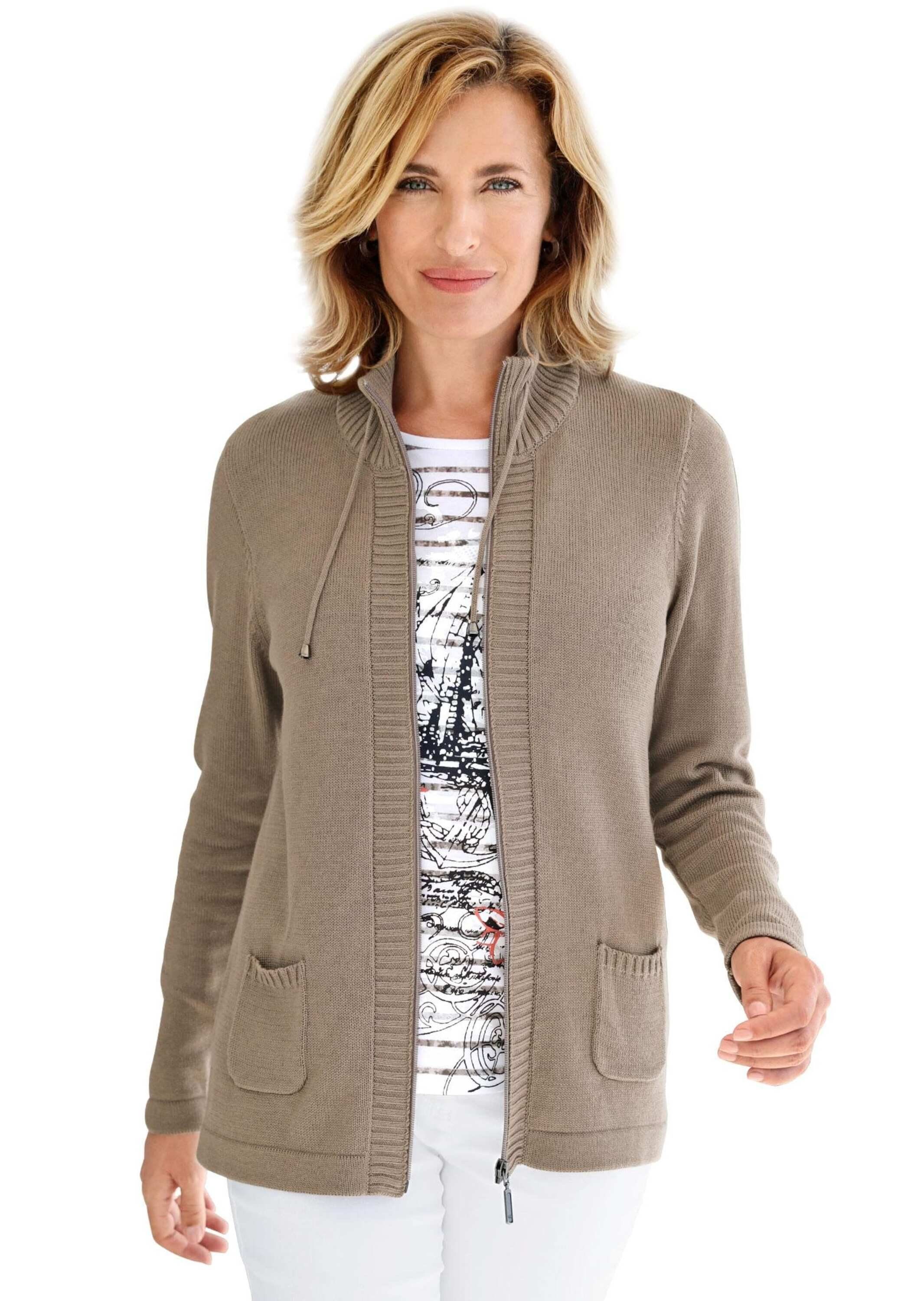 Strickjacke GOLDNER Sportliche taupe Strickjacke