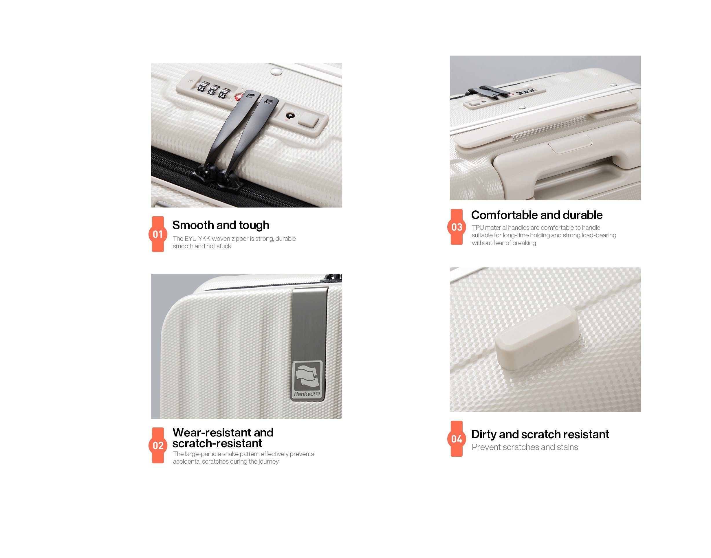 Premium Seitenklappe, grau Handgepäckkoffer mit Polycarbonat, Hartschalen-Trolley TSA Hanke