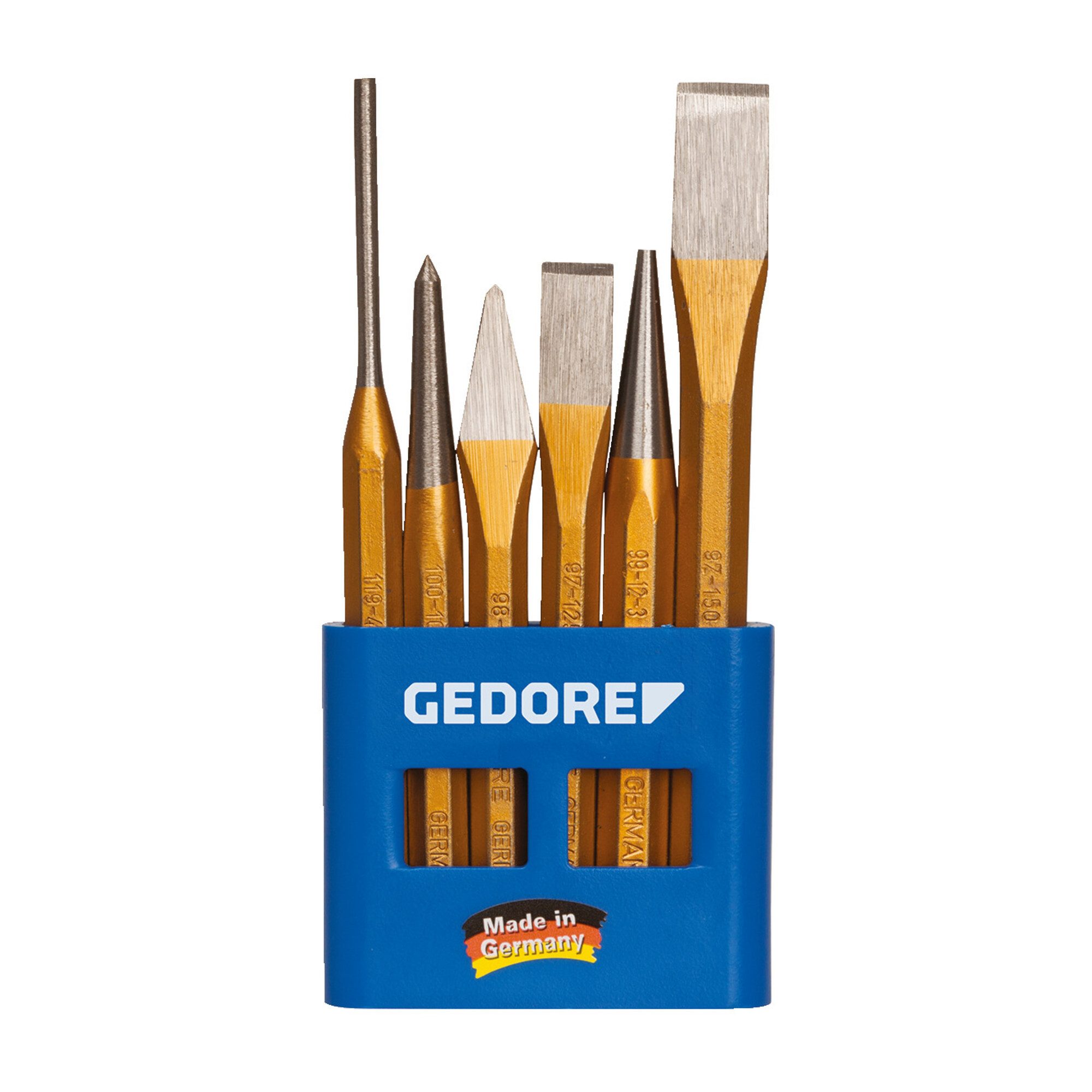 Gedore Beitelsatz Gedore Werkzeugsatz, Set 6-teilig, gefüllt, im PVC-Halter, Meißel, Kör