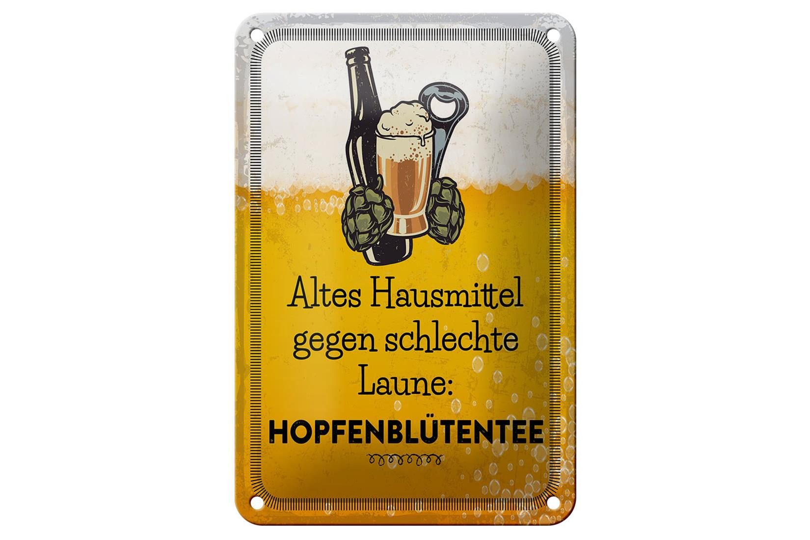 Metallschild Alkohol 12x18cm Altes Hausmittel Hopfenblütentee