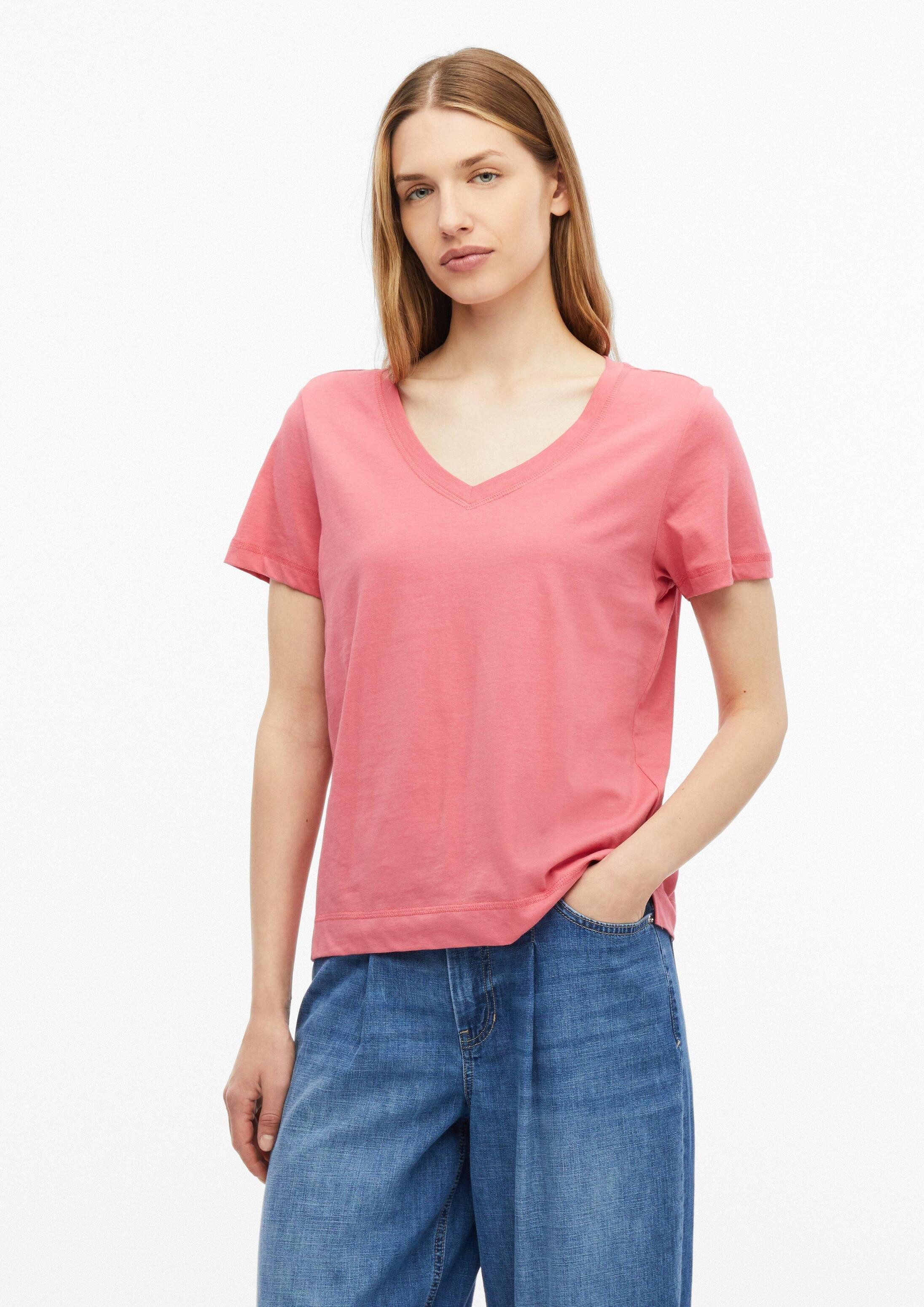 s.Oliver Kurzarmshirt T-Shirt Baumwollshirt mit V-Ausschnitt