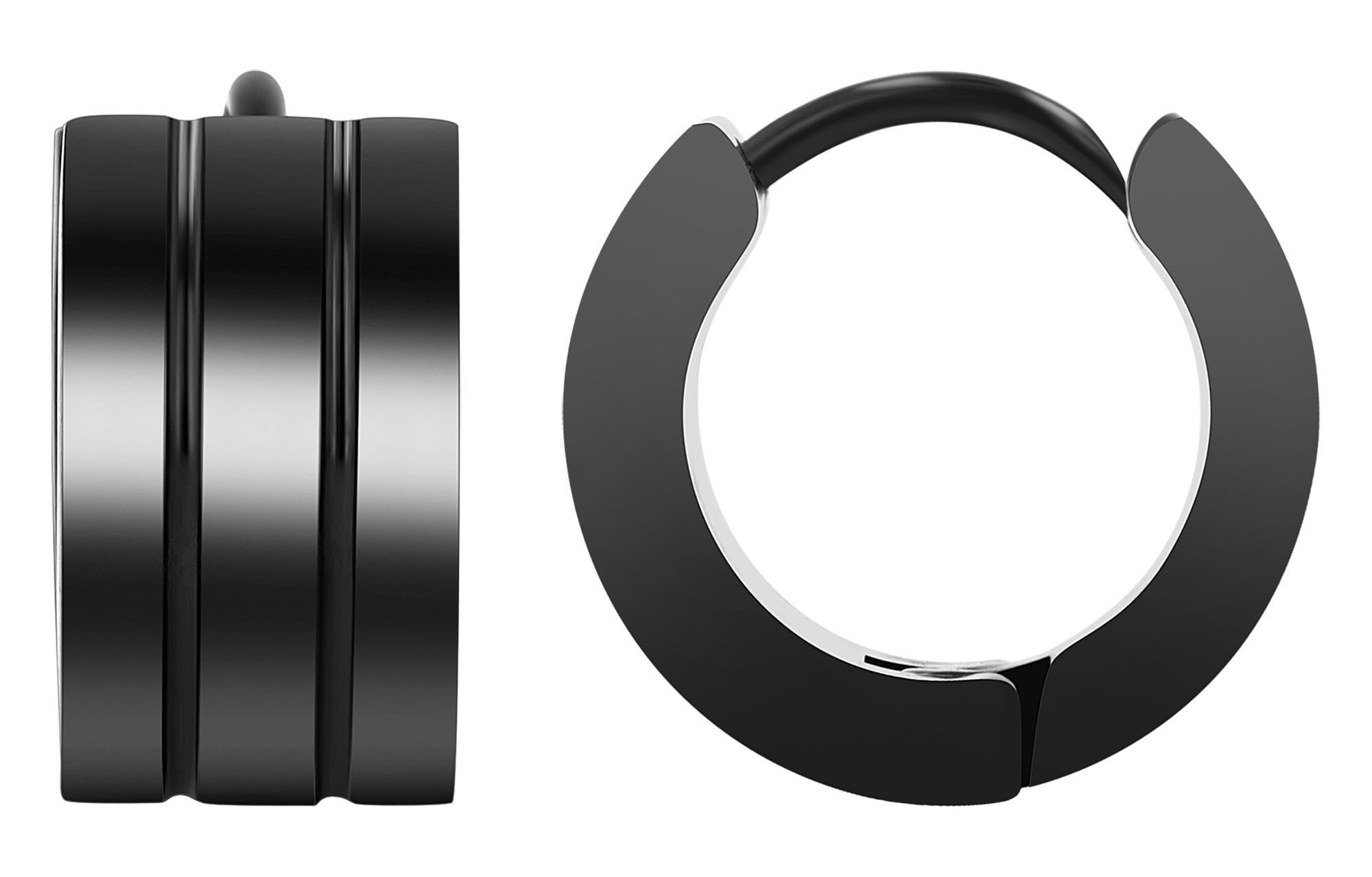 AKZENT Ohrring-Set Edelstahl Schwarz, D: 9 mm, 7 mm breit, Unisex & Robust (Paar)