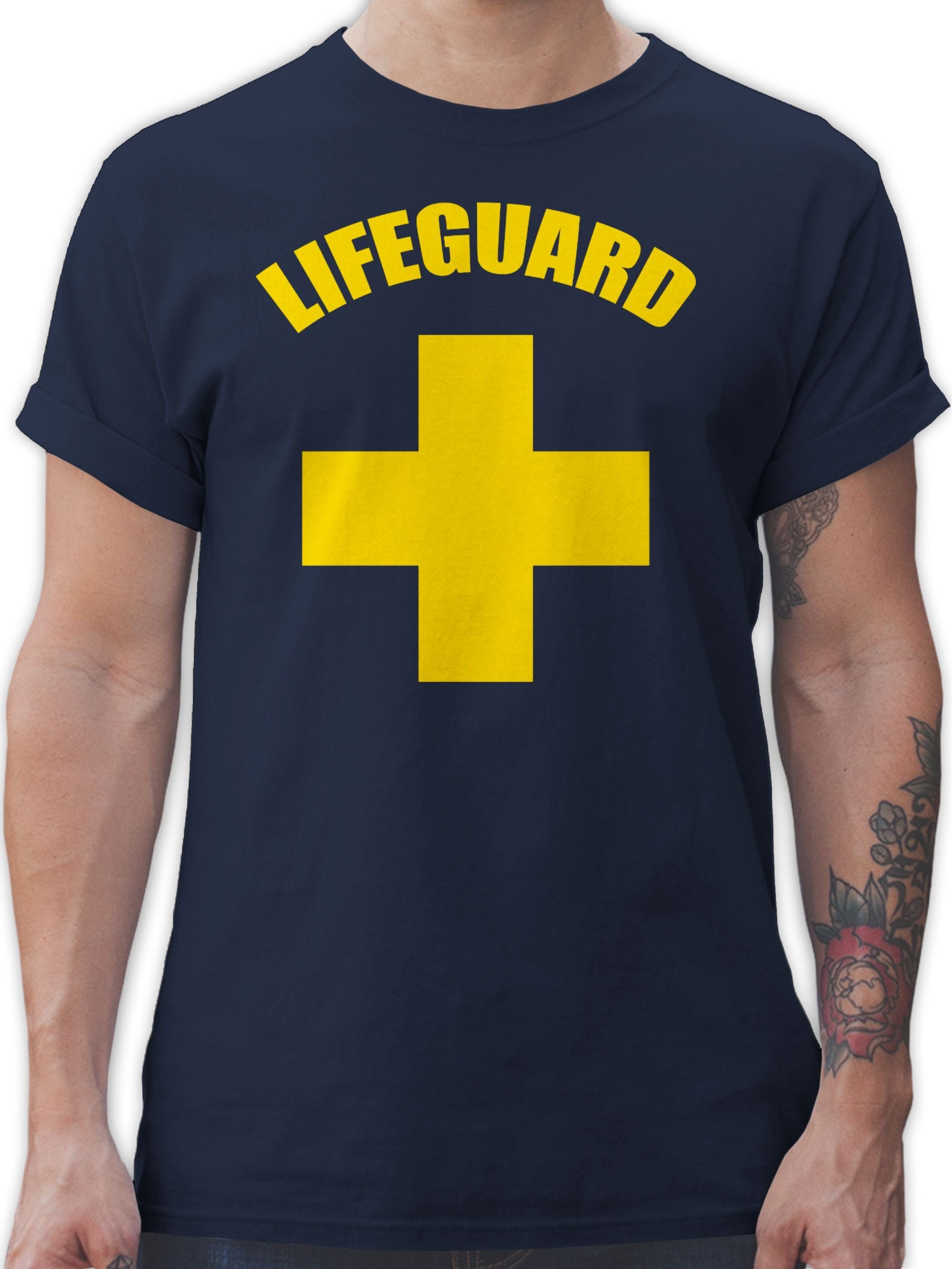 Blau Karneval Navy T-Shirt Wasserrettung Outfit 2 Baywatch Shirtracer Rettungsschwimmer Lifeguard