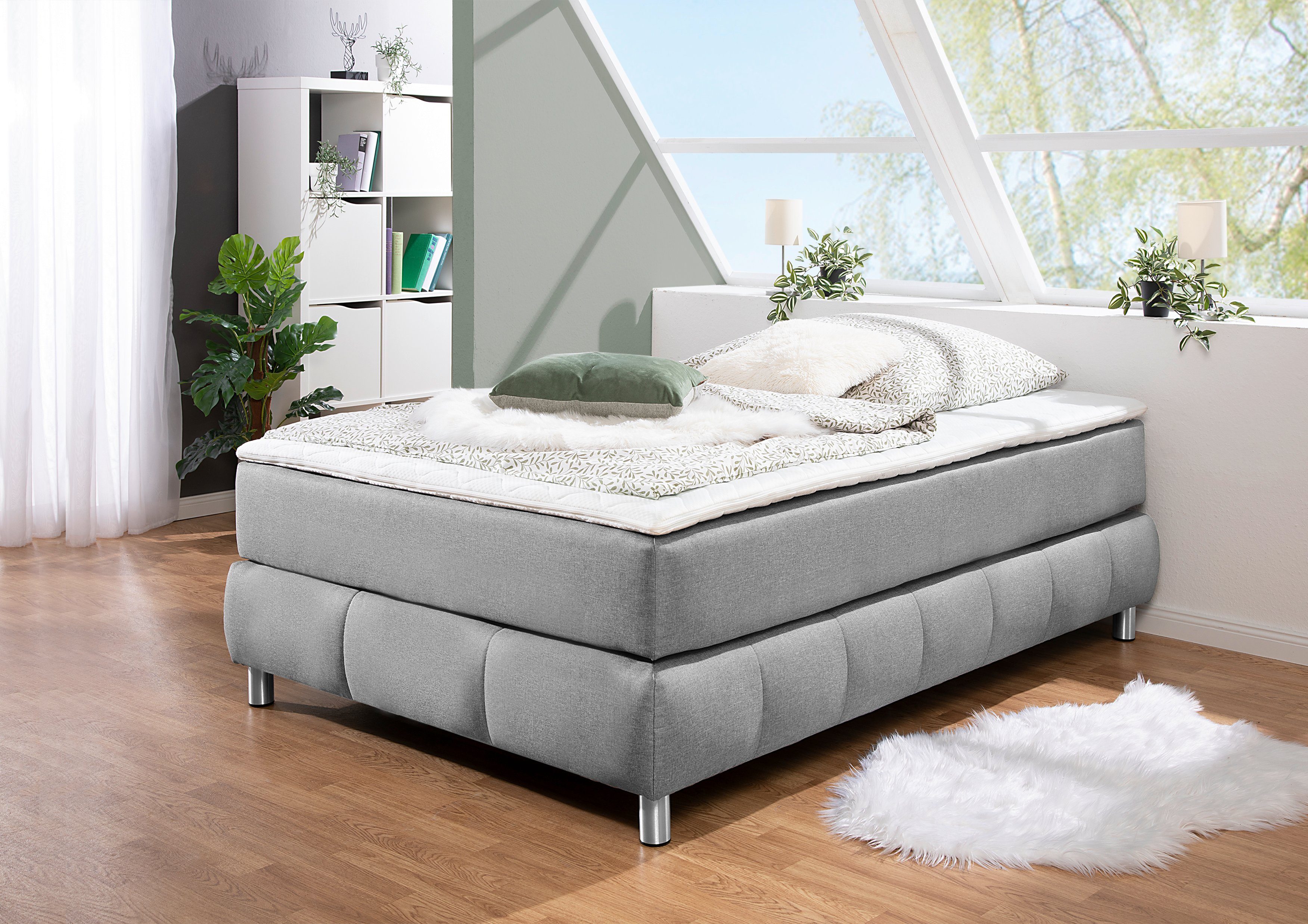 andas Boxspringbett Salo, Ohne Kopfteil, inkl. Topper, auch in Überlänge 220 cm