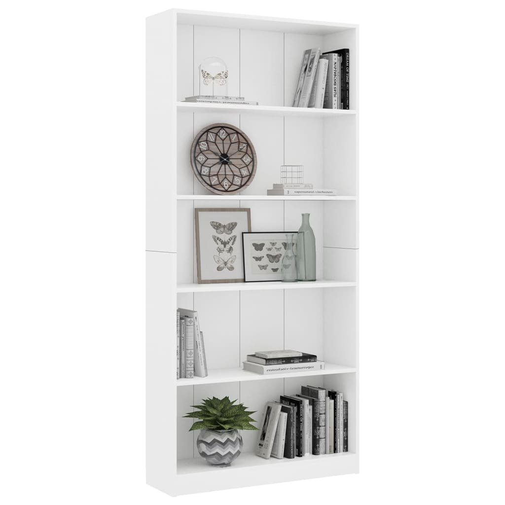 Holzwerkstoff Bücherregal furnicato 80x24x175 Weiß Fächer cm 5