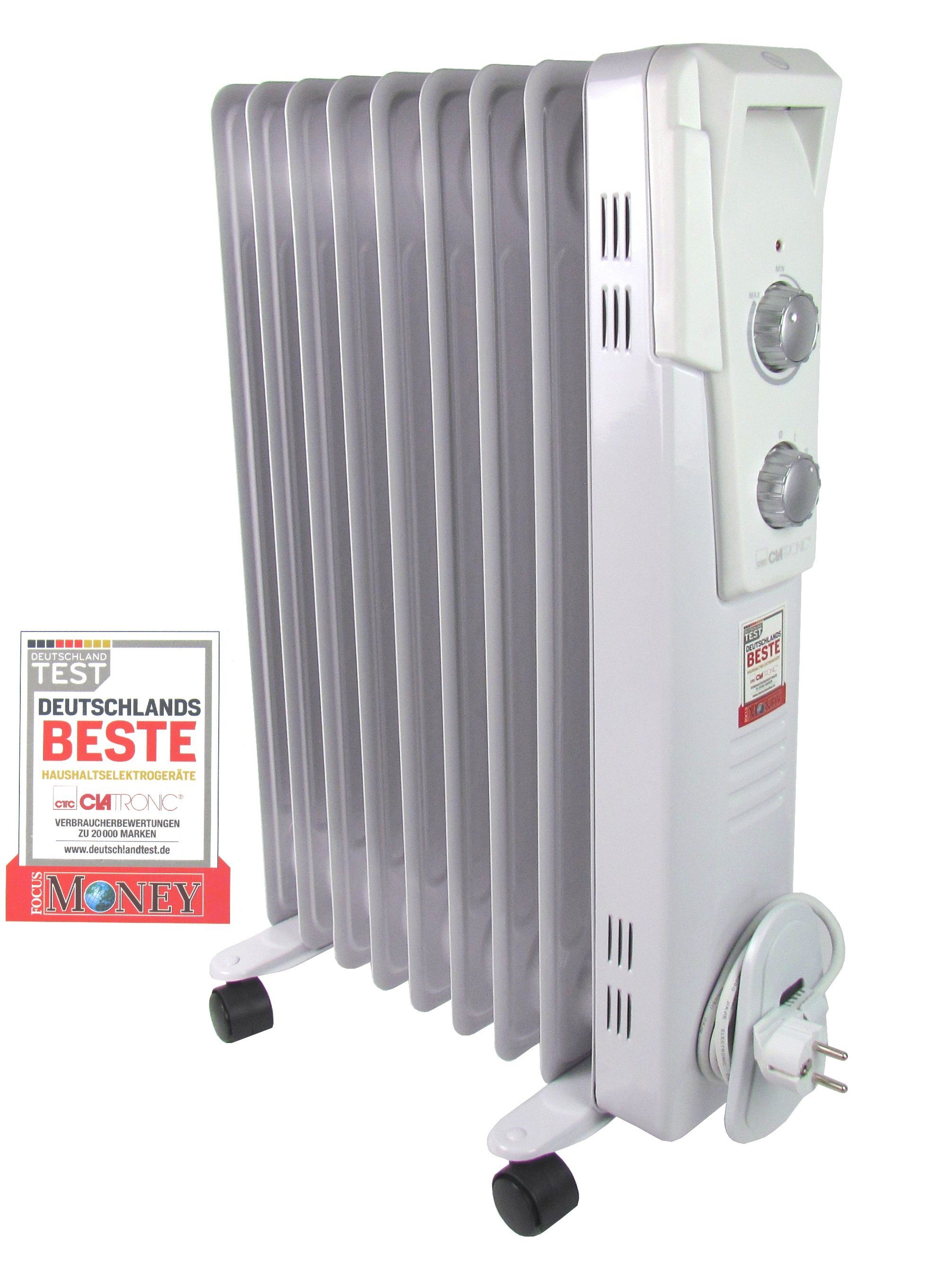 CLATRONIC Ölradiator 9 Rippen-Ölradiator – 3 Leistungsstufen mit bis zu 2000 Watt, 2000 W