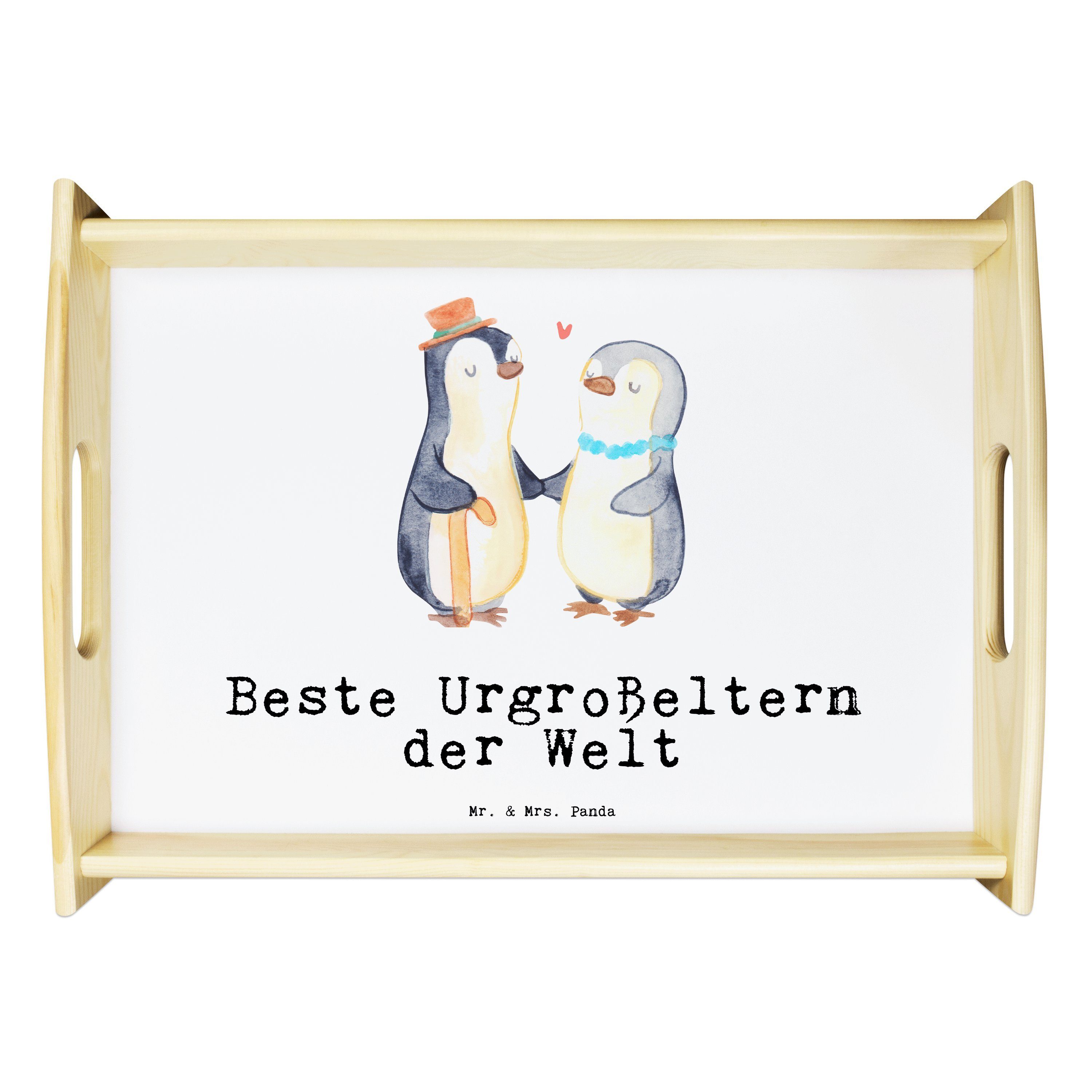 Mr. & Mrs. Panda Tablett Pinguin Beste Urgroßeltern der Welt - Weiß - Geschenk, Schenken, Küch, Echtholz lasiert, (1-tlg)