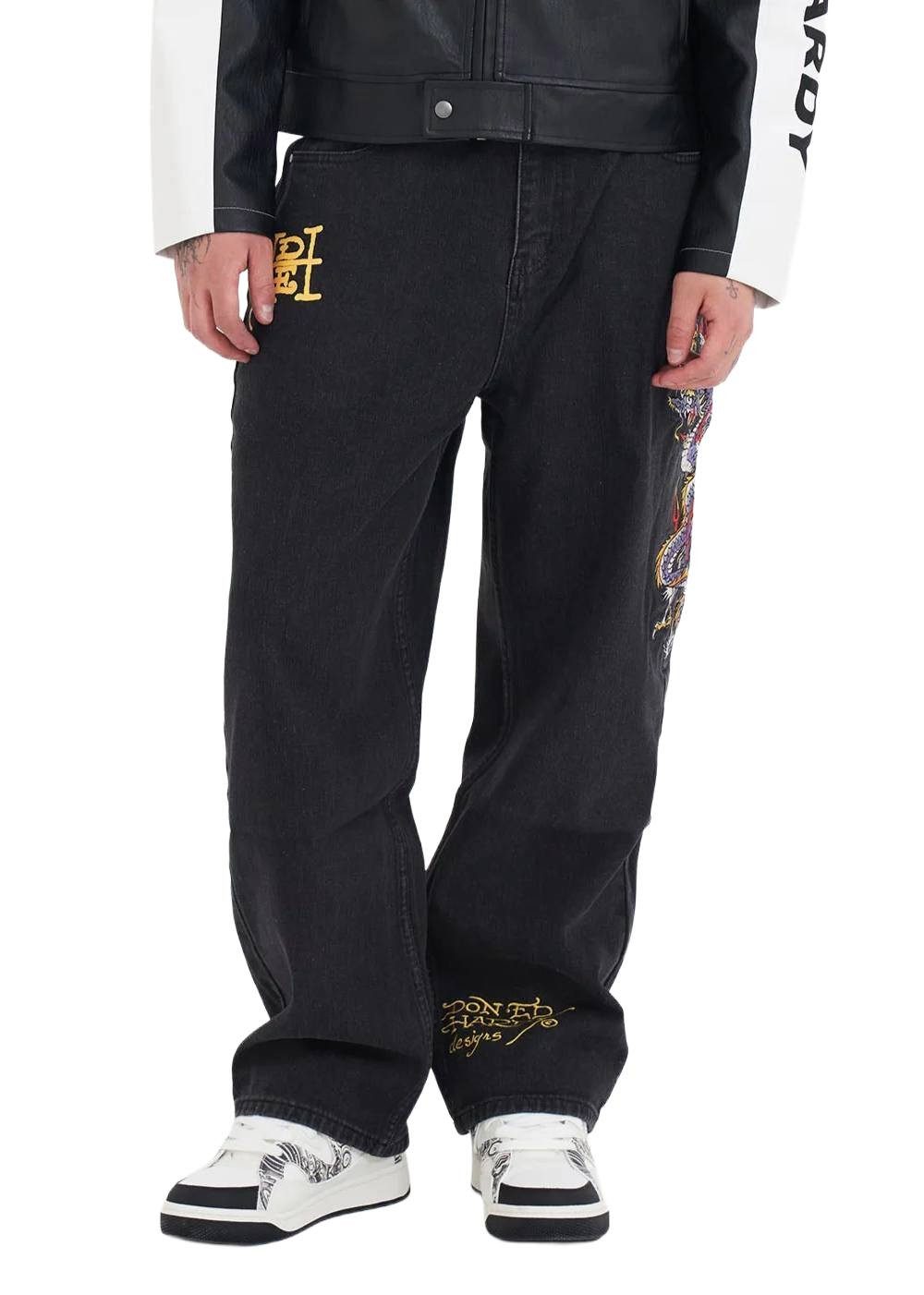 Ed Hardy Relax-fit-Jeans Jeans Ed Hardy Dragon Tattoo Battle-Dragon-Tattoo-Grafik