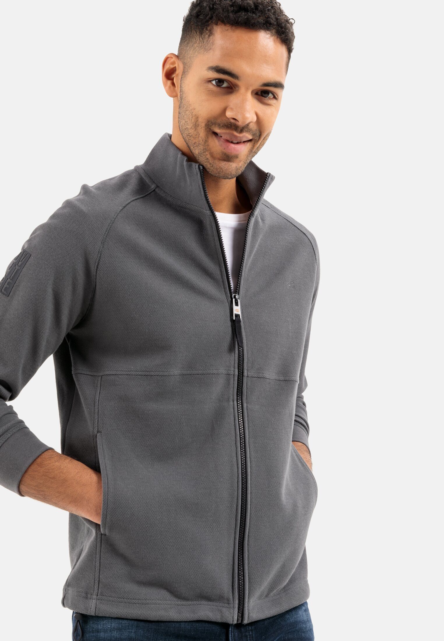 Grau active Sweatjacke Baumwolle reiner aus camel