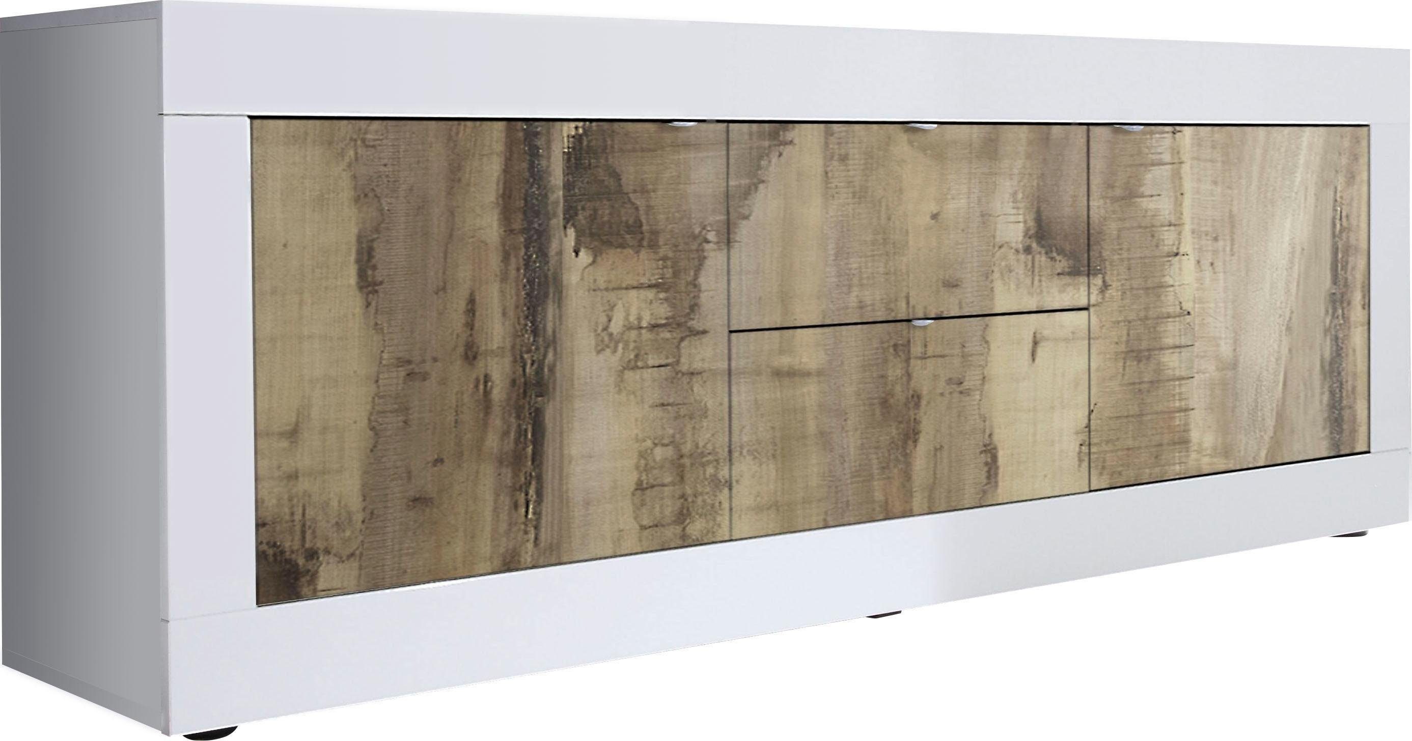 Home affaire Lowboard Basic Breite 210 cm, TV-Board 2 Türen, 2 Schubkästen, TV-Schrank, Metallgriff, moderne Rahmenoptik, viel Stauraum, Farbauswahl