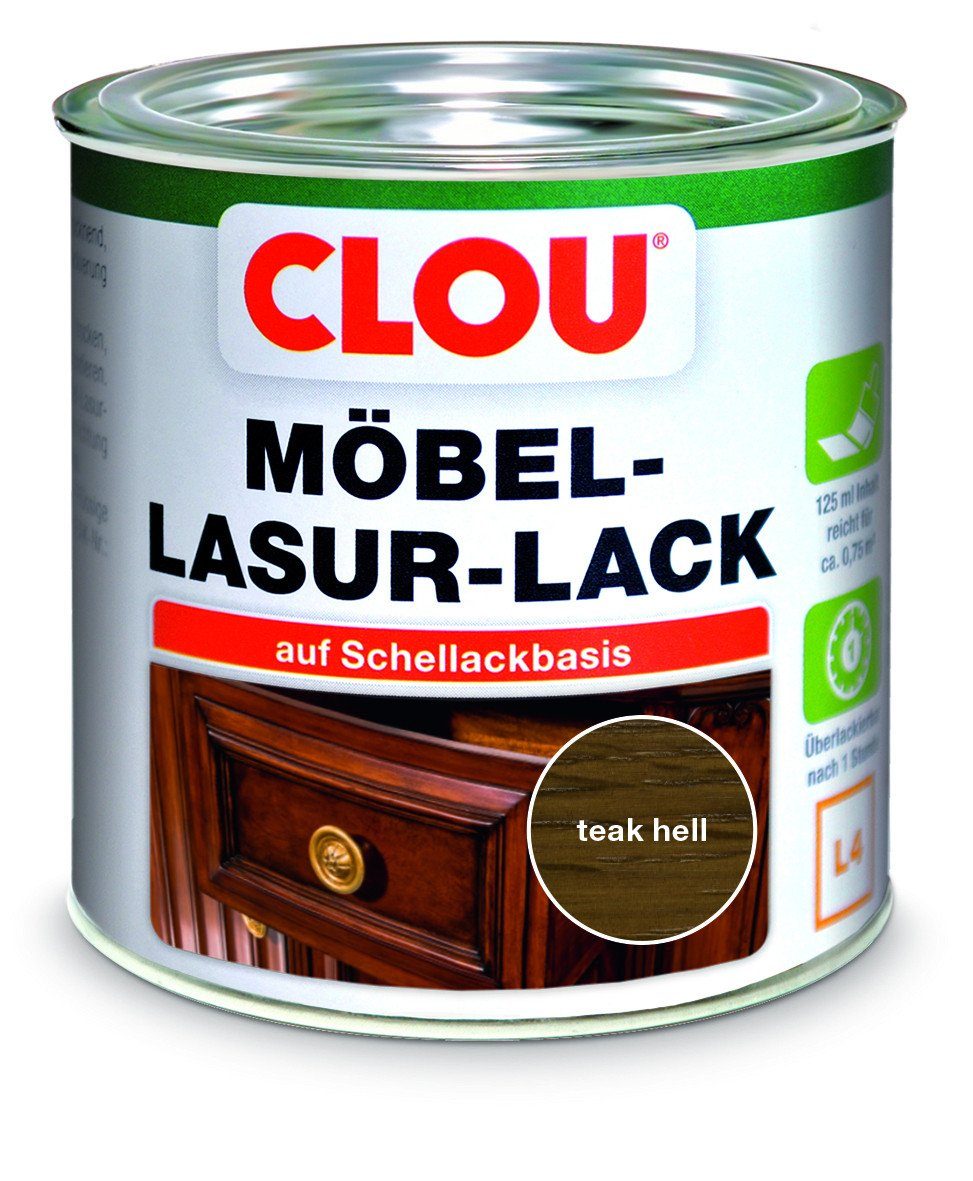 CLOU Holzschutzlasur Clou Möbel Lack L4 125 ml teak hell