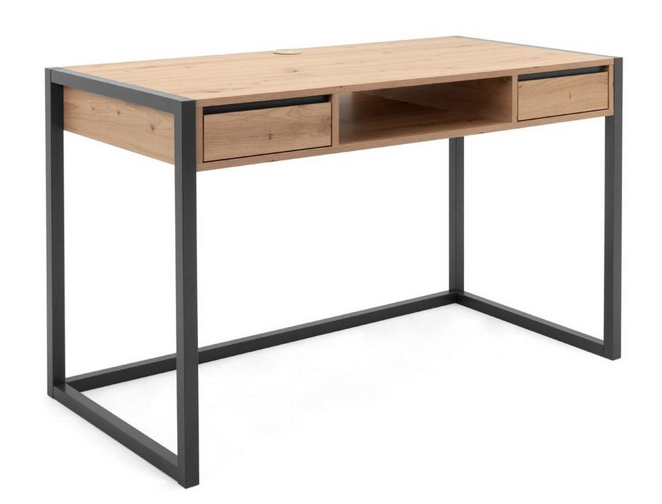 expendio Schreibtisch Devin 30, Artisan Eiche 120x75x60 cm mit MDF-Rahmen  und integrierten Schubladen