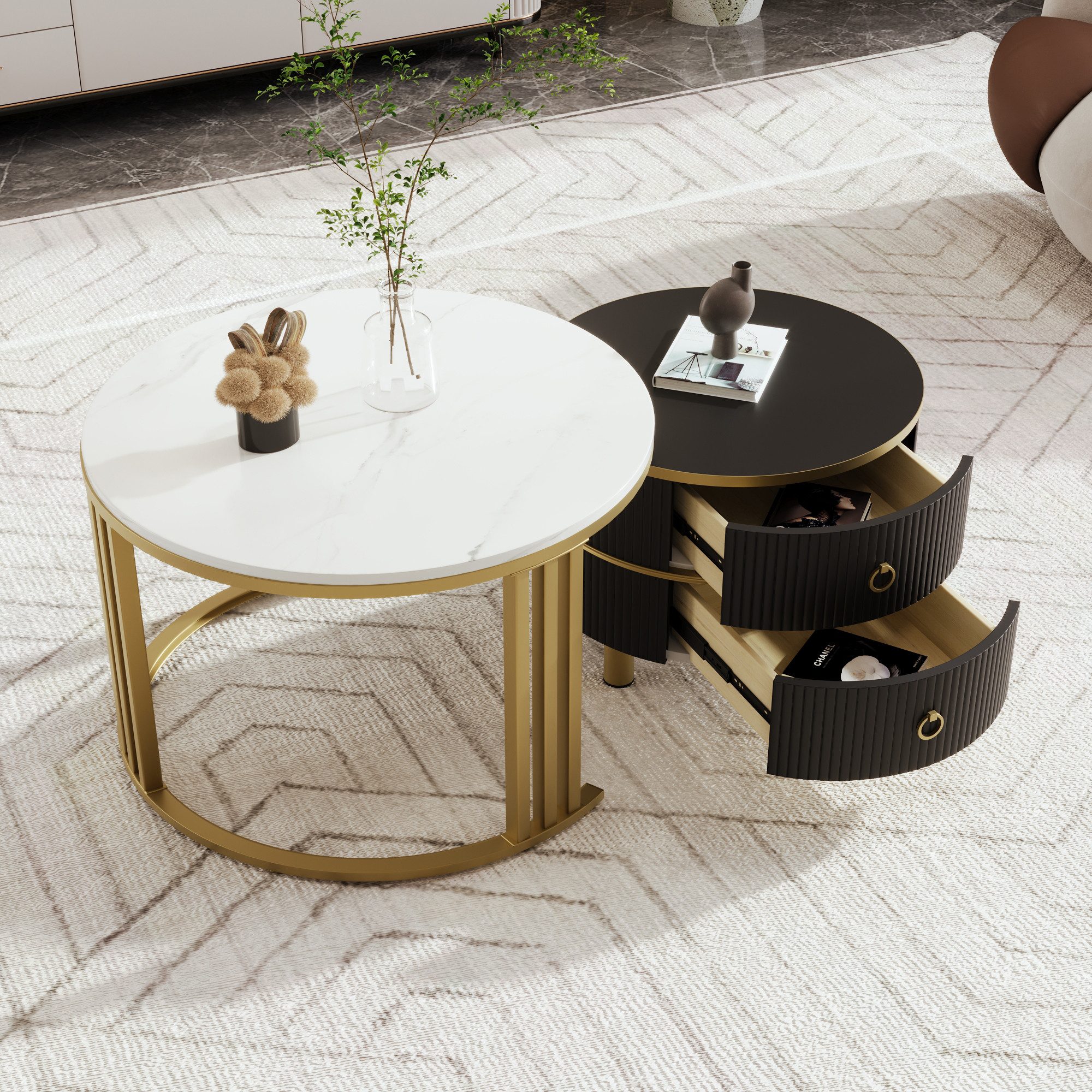 OKWISH Couchtisch 2-in-1 runder Couchtisch (Beistelltisch günstig online kaufen