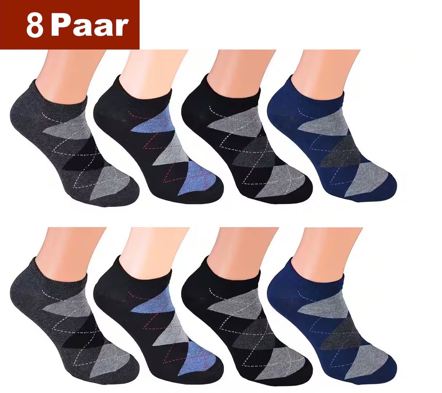 Cocain underwear Sneakersocken Bunte Kurze Herren Sneaker Socken Füsslinge Söckchen Baumwolle bunt (Spar-Set, 8-Paar) verschiedene Modelle - Baumwolle