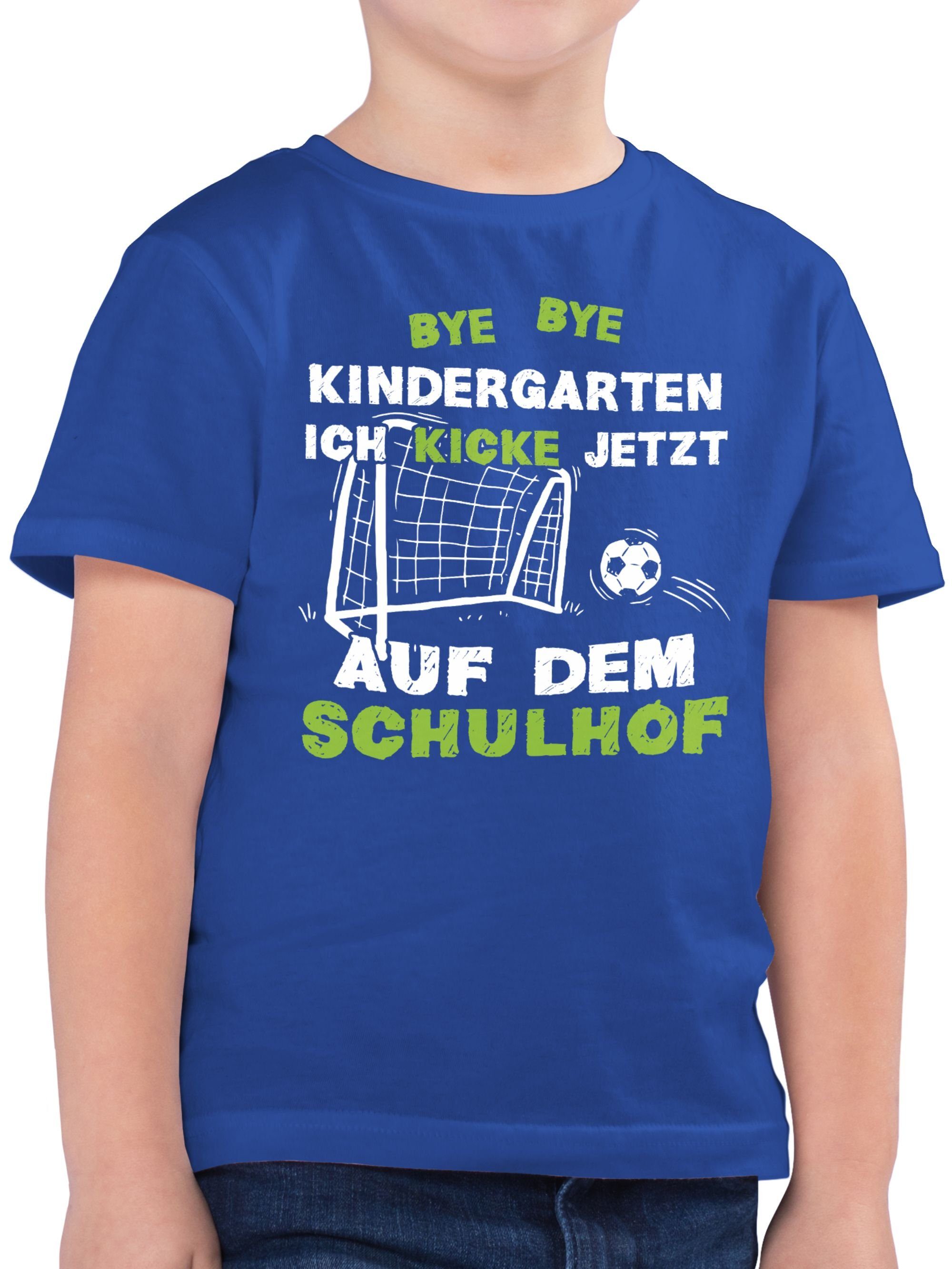 Shirtracer T-Shirt Schulanfang 02 Junge - Bye Geschenke Bye Schulhof Royalblau Kindergarten Kicke Einschulung