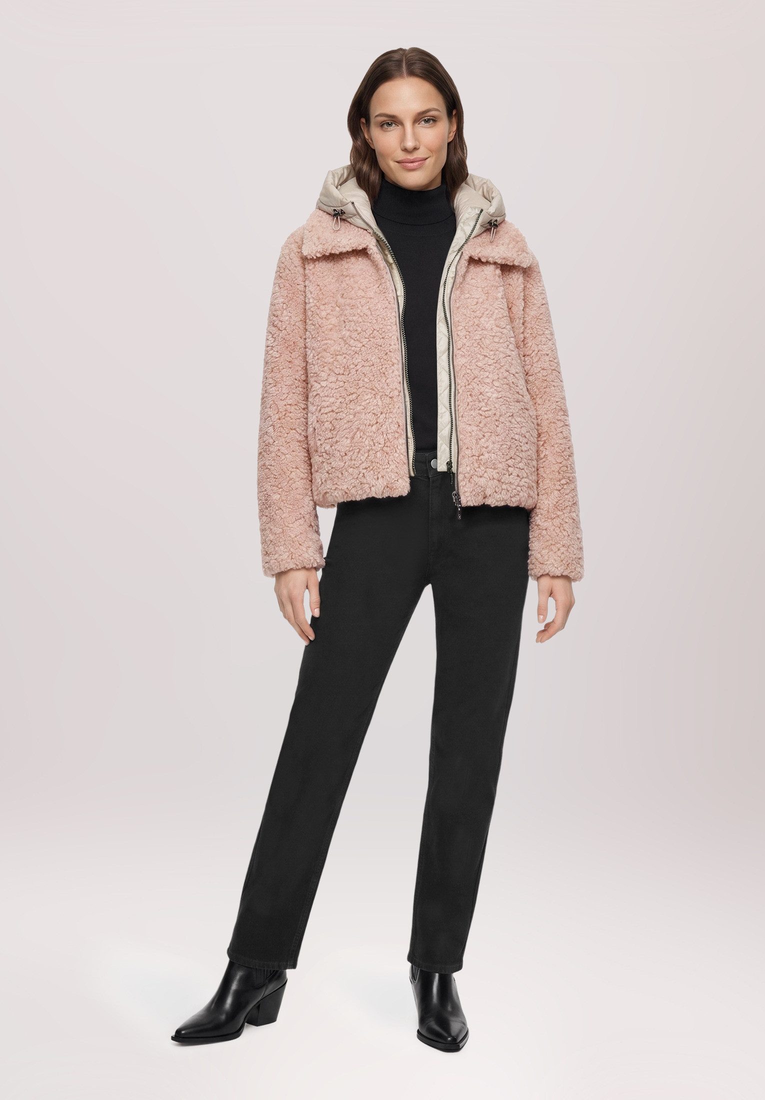 Amber & June Plüschjacke Damen mit abnehmbarem Westenteil