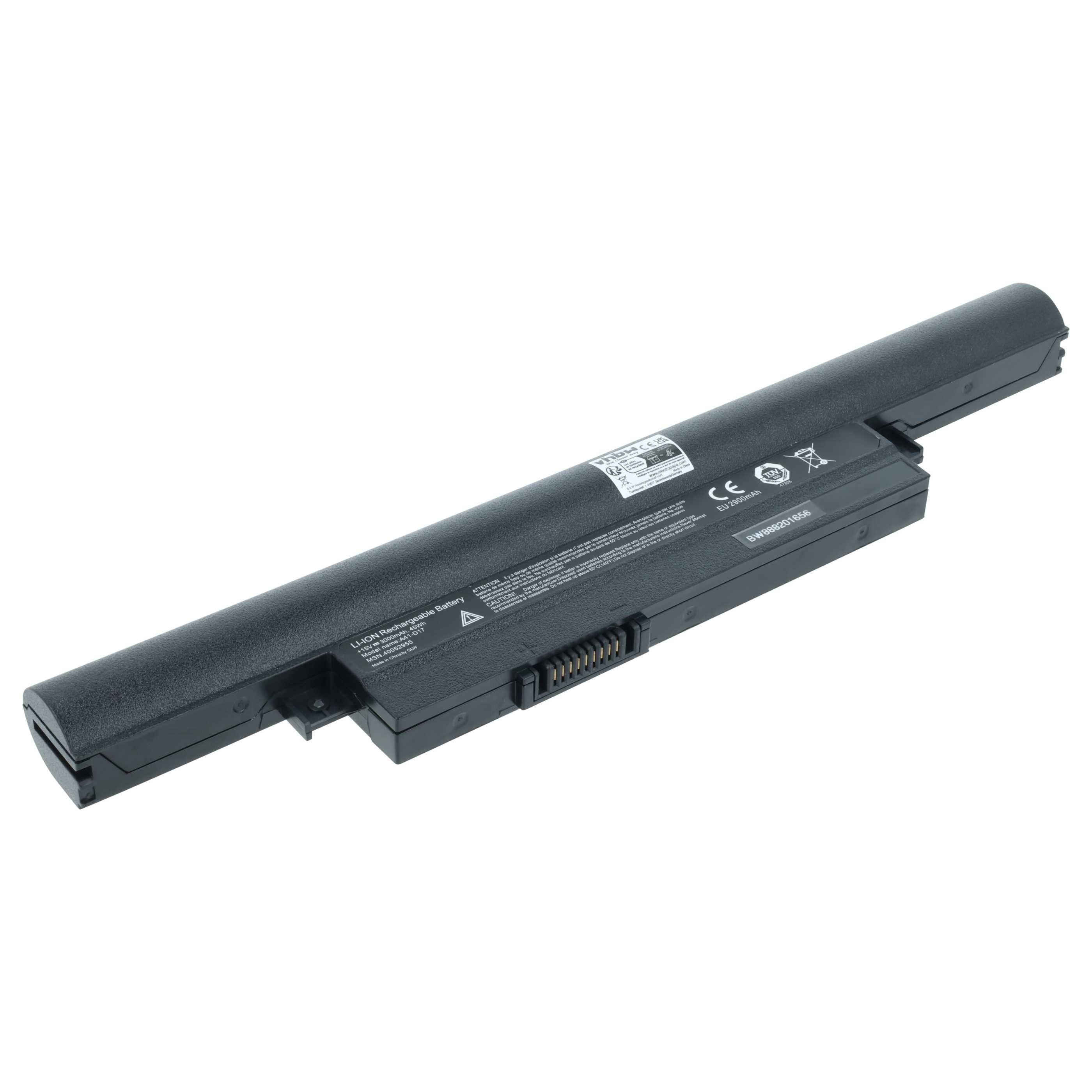 vhbw Akku Ersatz für Medion A41-D17, A32-D17, A42-D17, D17LC29H, D17LS9H Laptop-Akku Akku Li-Polymer 3000 mAh (15 V, 1 St), Leistungsfähiger Austausch-Akku für Notebook, Wiederaufladbar, Jede