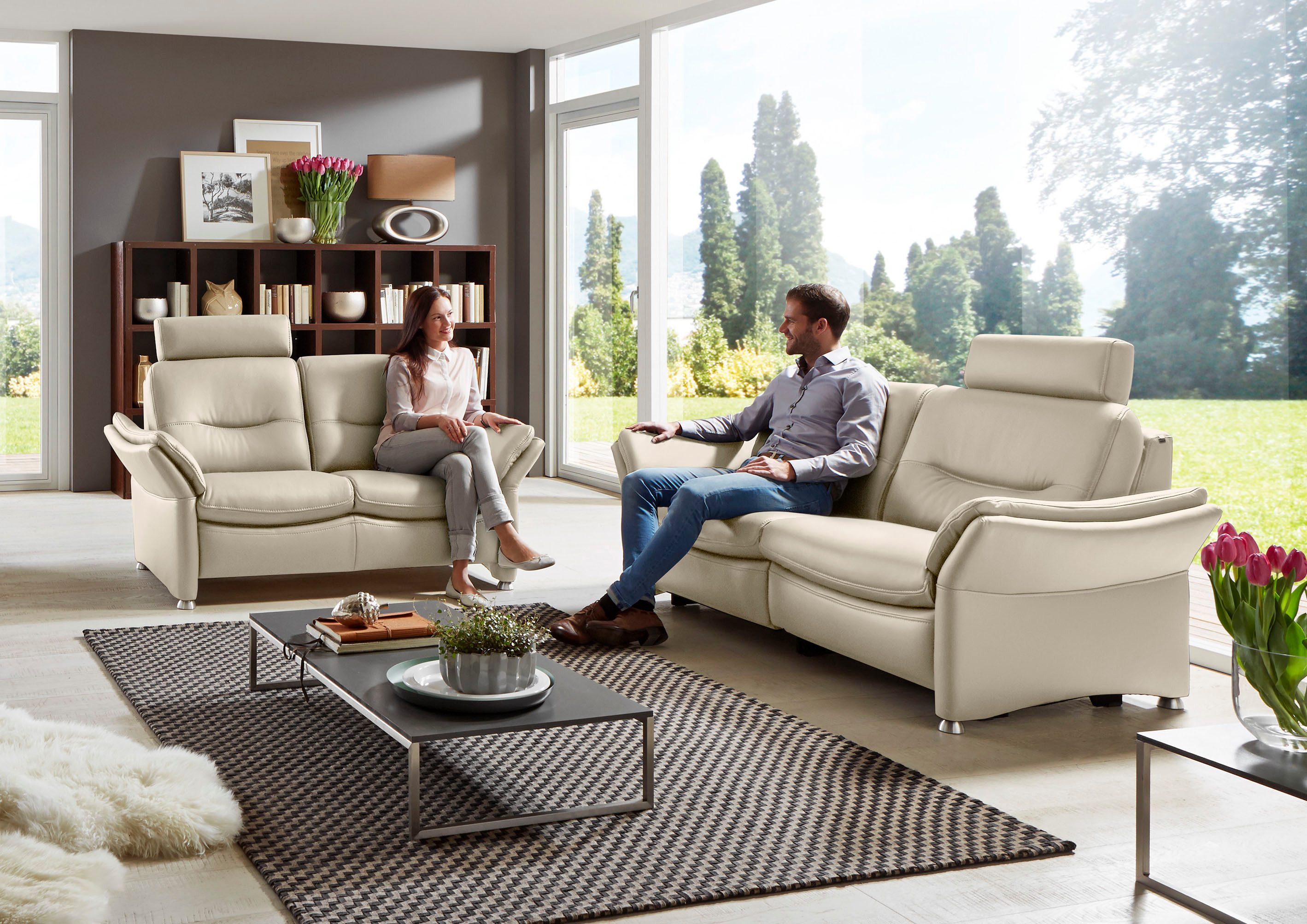 HUKLA 2,5-Sitzer HU-SF15058 Ledersofa, Breite 194 cm, aus Leder, optional Kopfstütze u. WallAway-Funktion