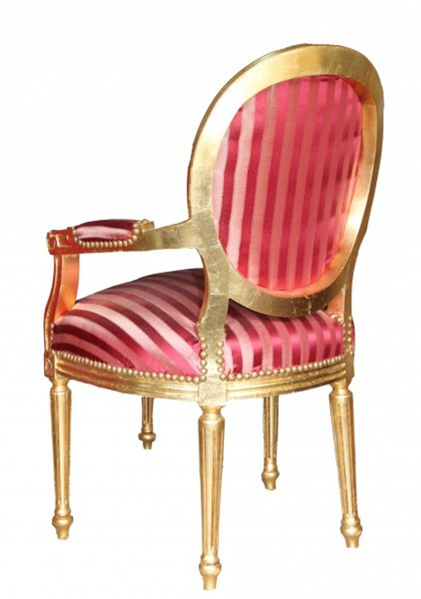 Bordeauxrot Stuhl / Mod2 Streifen Barock Casa Gold Besucherstuhl Salon Padrino Violett Rund /