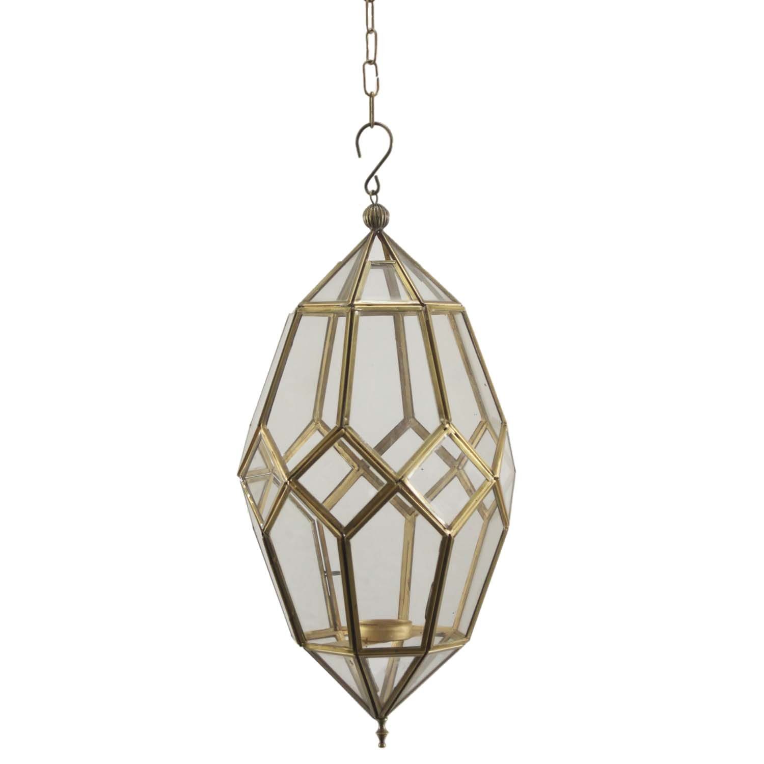 Casa Moro Hängewindlicht Orientalisches Hängelaterne mit Kette aus Glas & Metall (Hängewindlicht Laterne für Teelicht & Kerzen, Hängeleuchte, Kerzenhalter, Teelichthalter mit Kette), Ramadan Eid Mubarak Wohn Deko