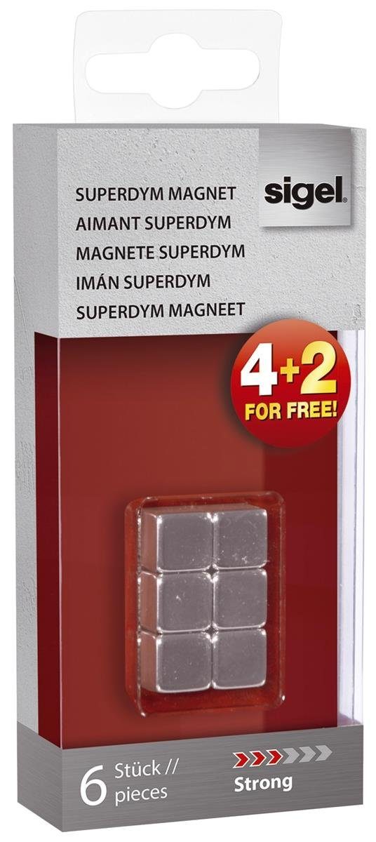 Sigel 6er sigel Kugelschreiber C5, Neodym-Design-Magnete "Strong" Cube