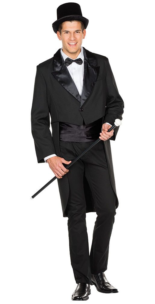 Karneval-Klamotten Kostüm Parade Frack Herren hochwertig klassisch schwarz, Parade Herrenfrack Herrenkostüm Männerkostüm Karneval Fasching