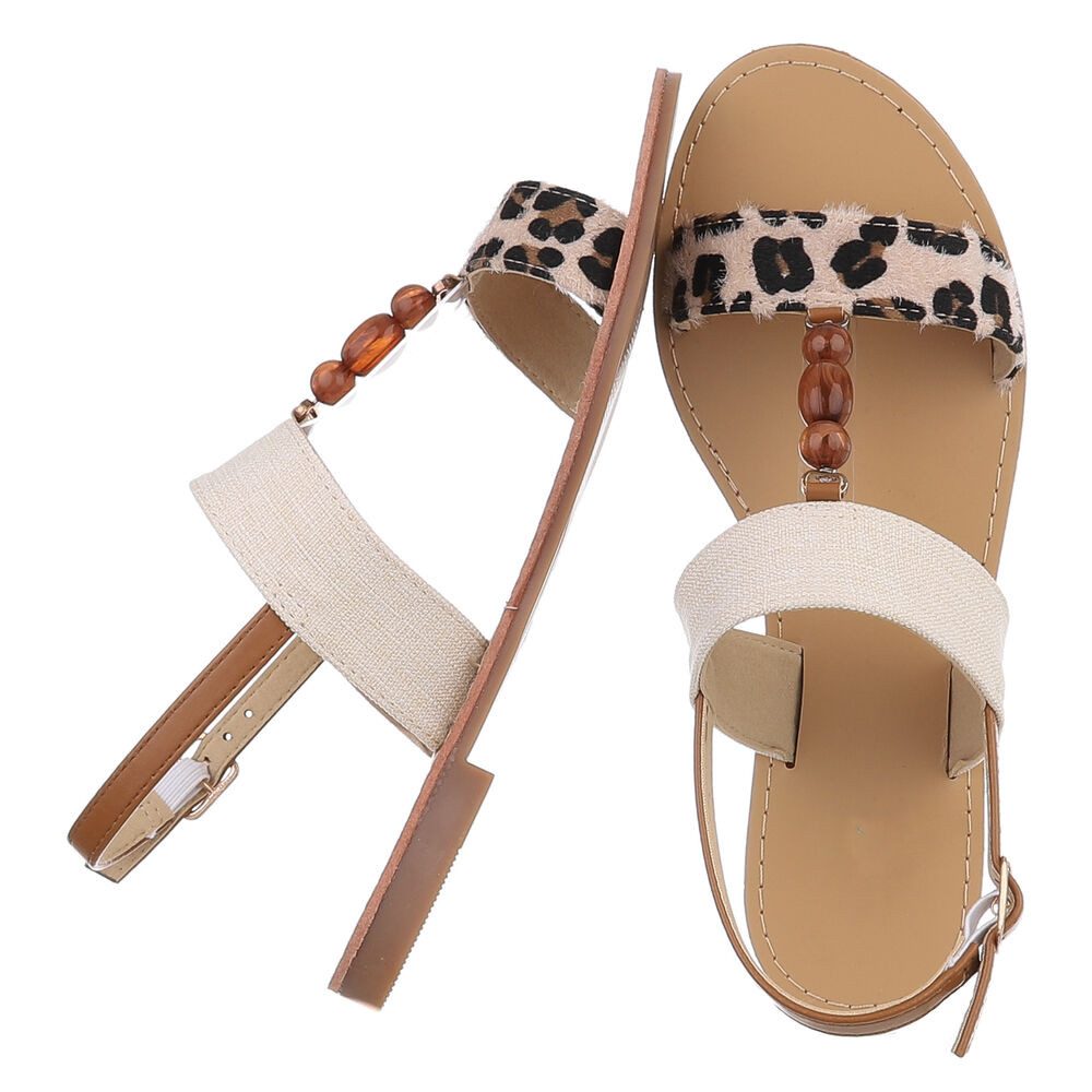 Ital-Design Modische Damen Sandalen mit Holzperlen günstig online kaufen