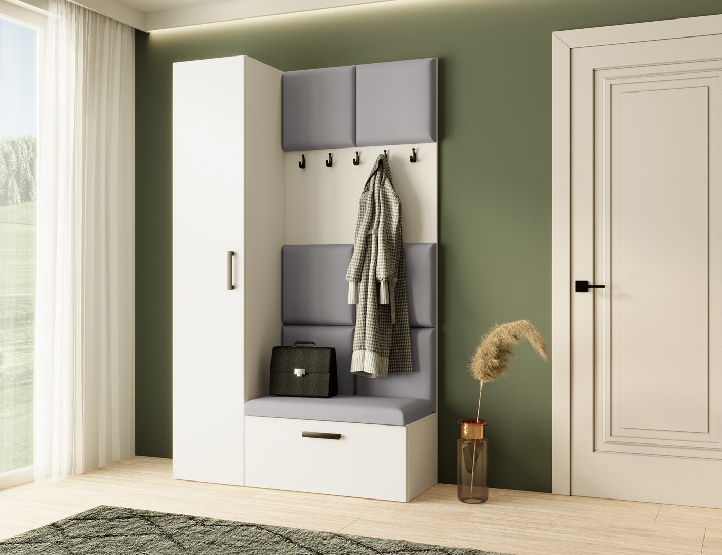 Beautysofa Garderobenschrank mit schmalem eintürigen Kleiderschrank mit Kle günstig online kaufen