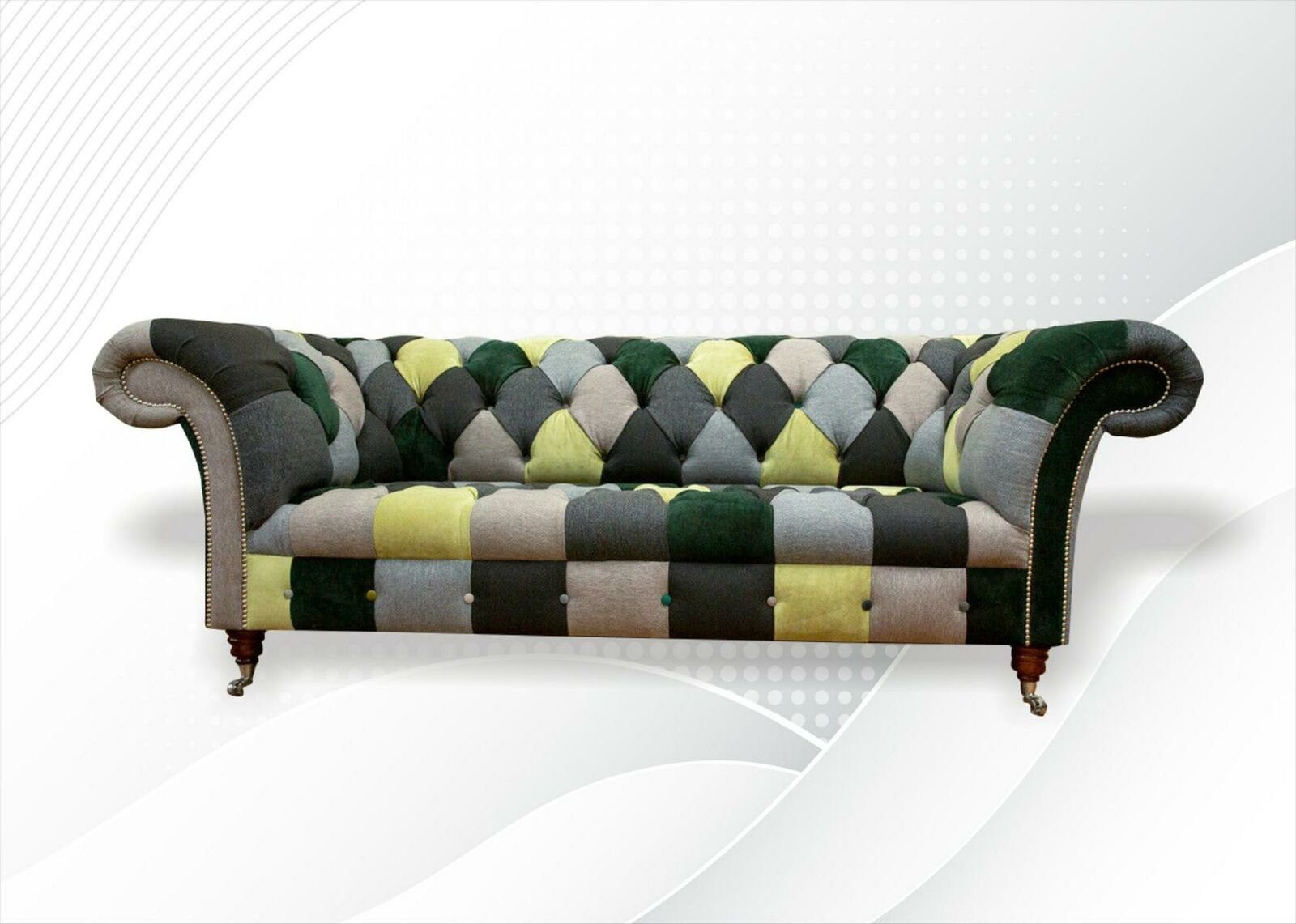 JVmoebel Chesterfield-Sofa Designe bunte Chesterfield Couch 3-er Sofa Modernes Design Neu, Made in Europe