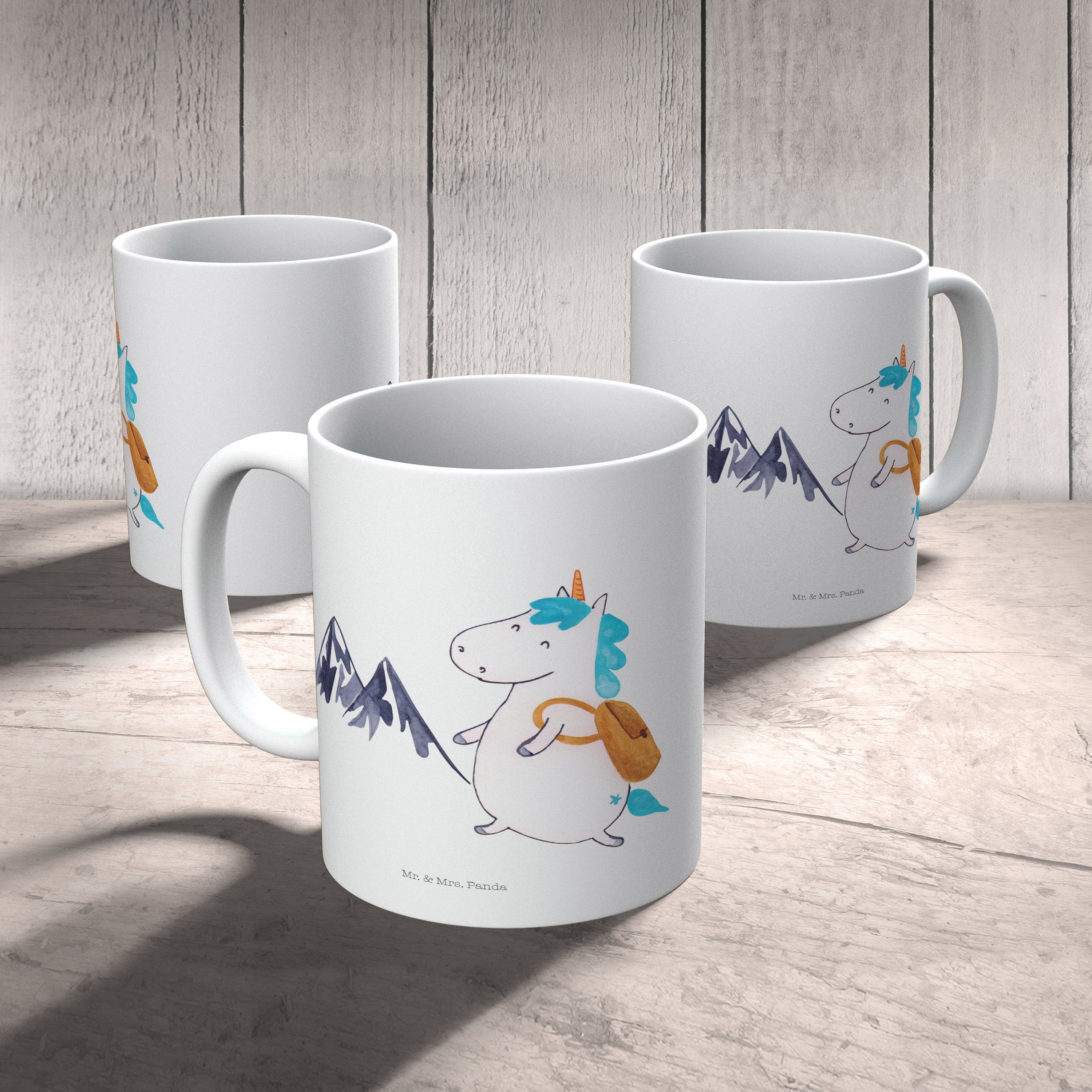 Mr. & Mrs. Panda Kinderbecher Geschenk, - Einhorn - Kunststoff Deko, Tasse, Kunststoff Einhorn Bergsteiger Weiß