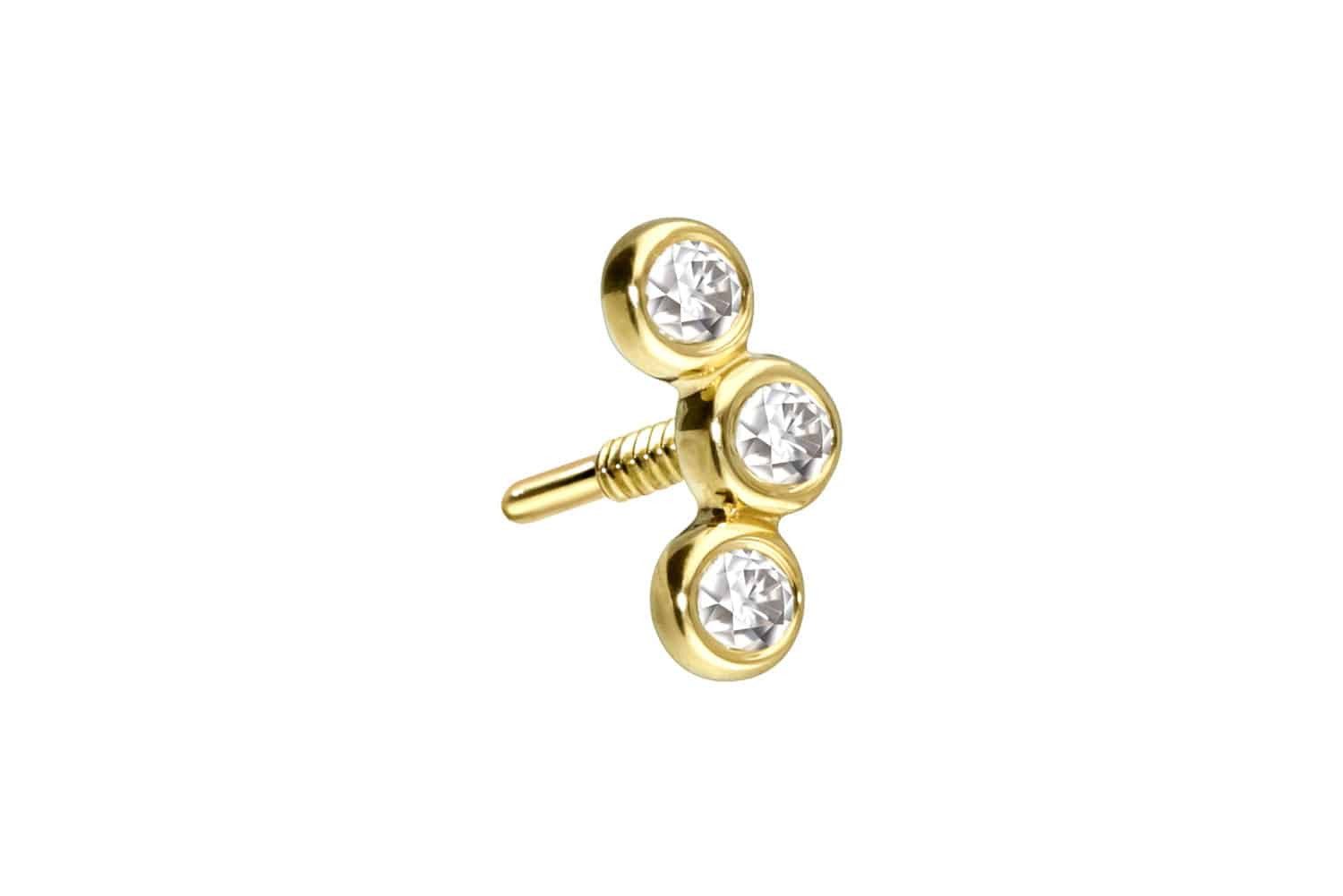 Piercing-Set 14 Karat Gold Schraubaufsatz mit Außengewinde MOISSANIT-BOGEN