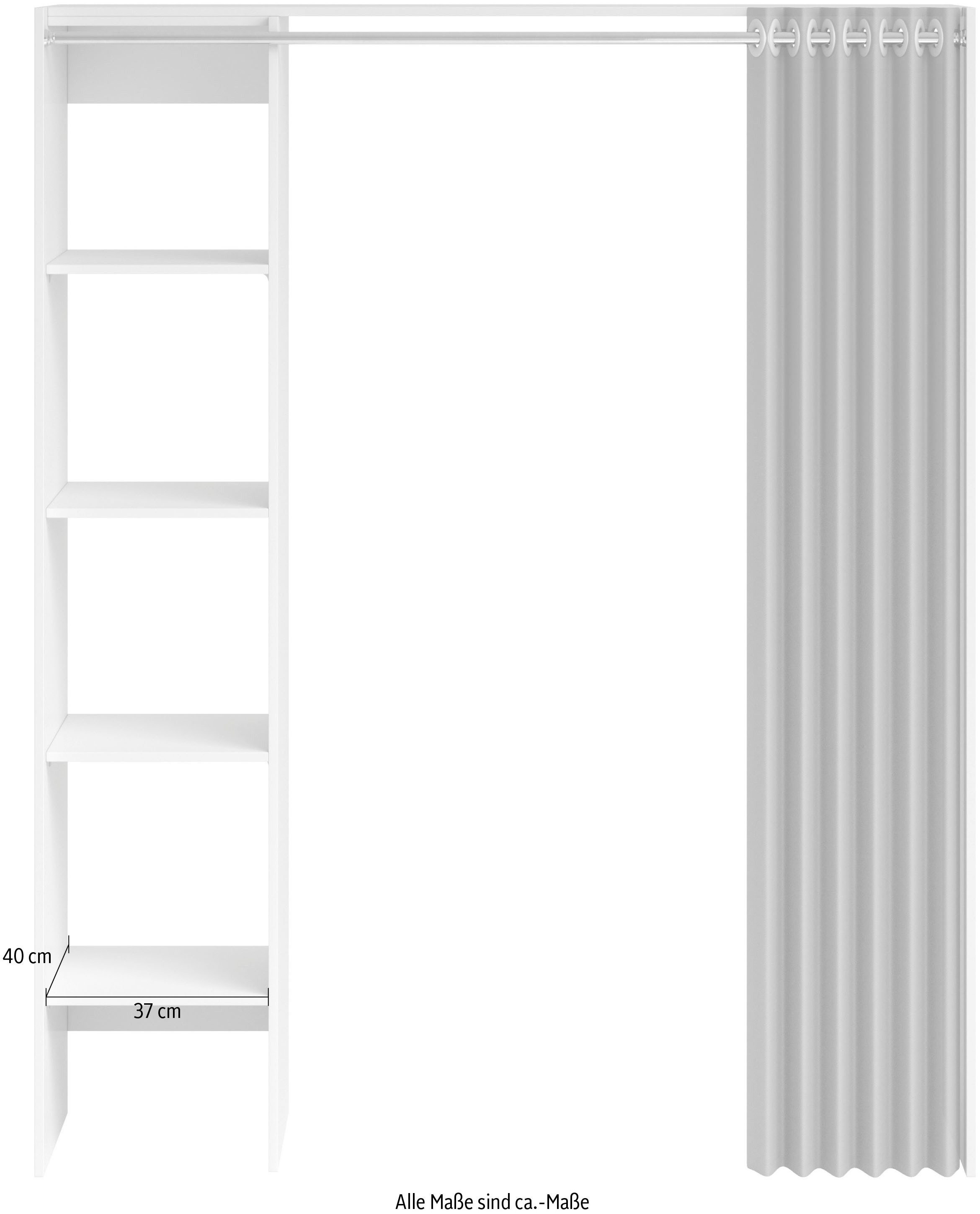 Schlafkontor Kleiderschrank Jenke mit Stoffvorhang Allzweckkleiderschrank