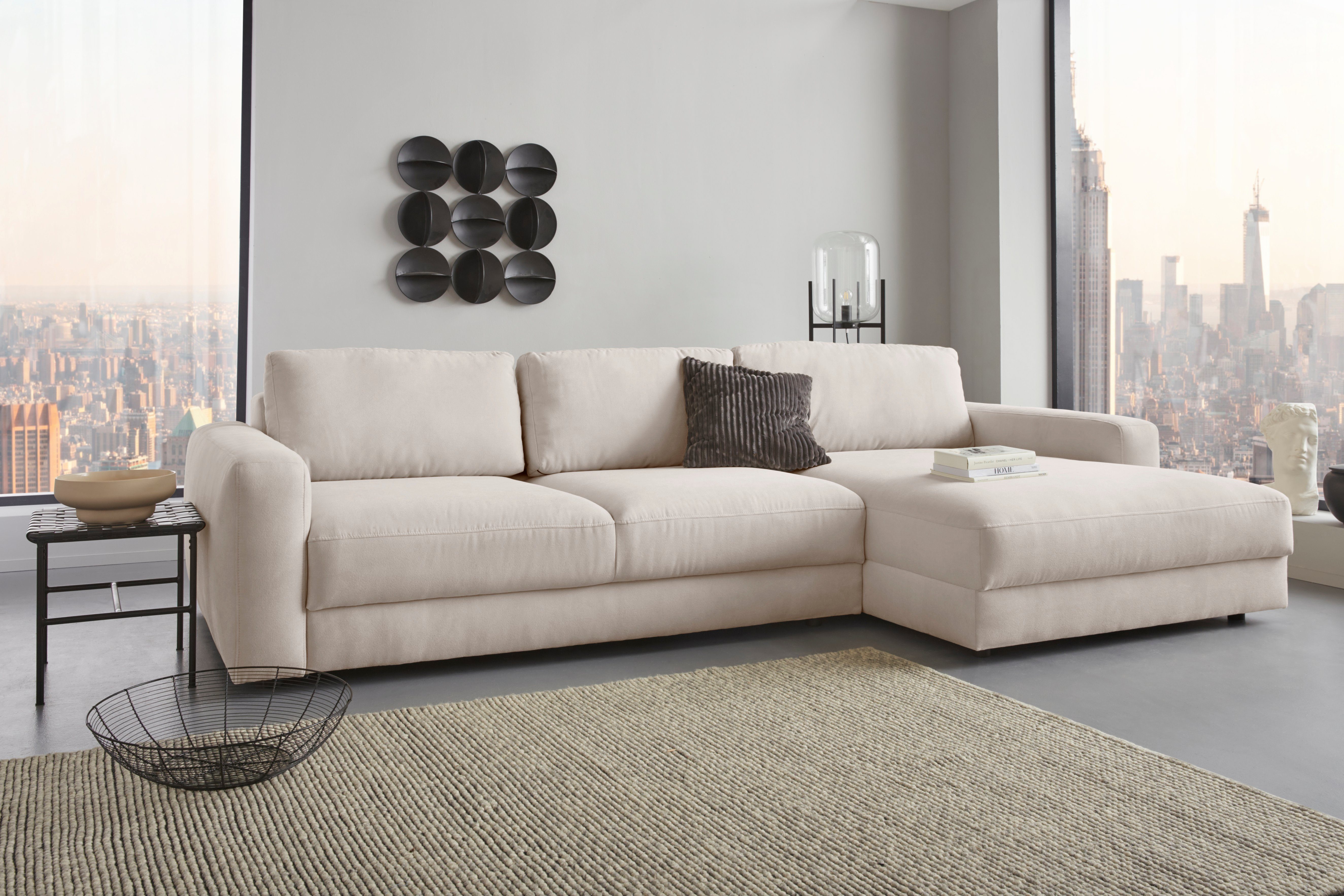 Places of Style Ecksofa Bloomfield, L-Form, extra tiefe Sitzfläche, wahlweise mit Sitztiefenverstellung