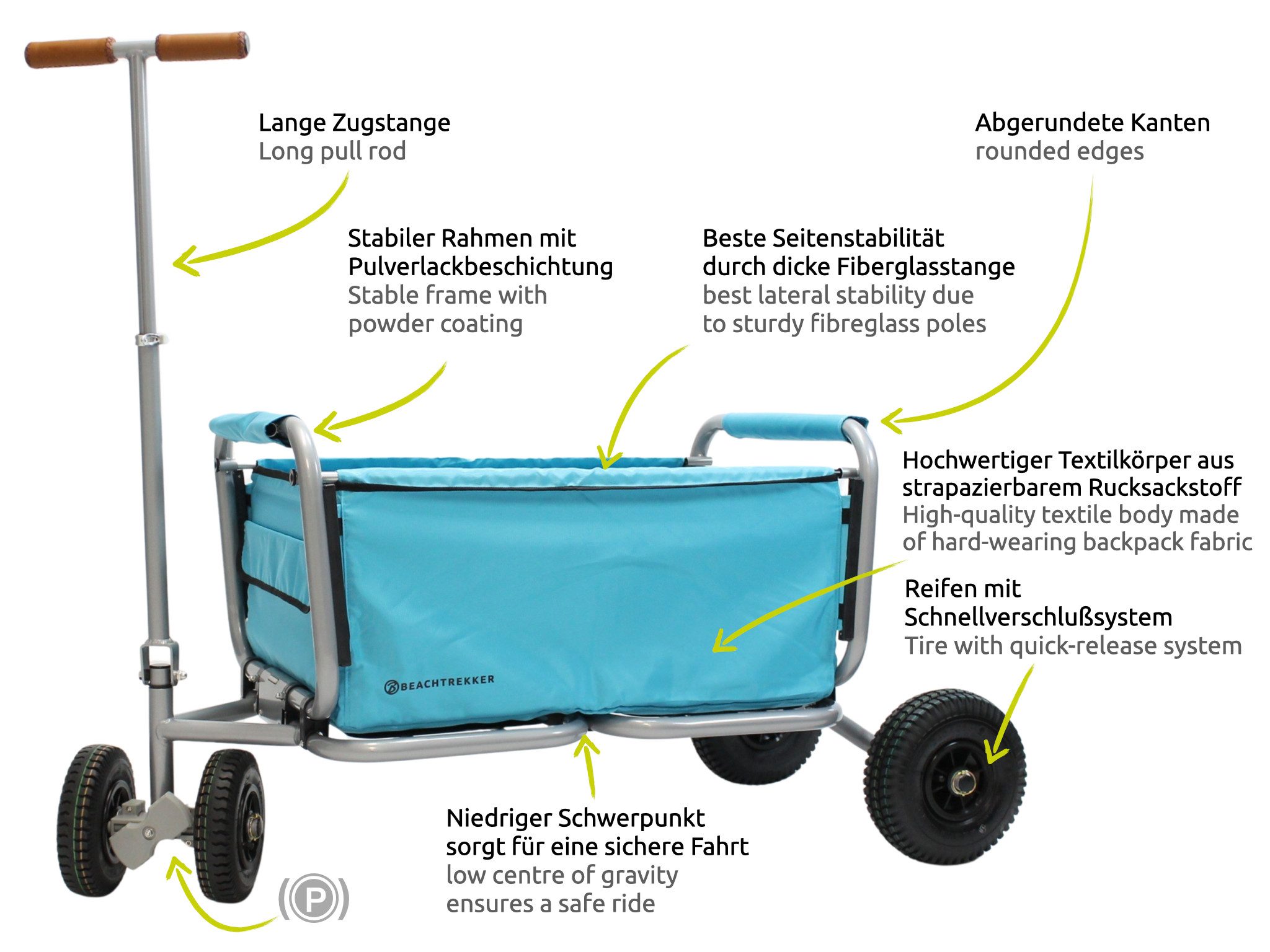 Beachtrekker Bollerwagen LiFe, faltbarer Bollerwagen inkl. Feststellbremse