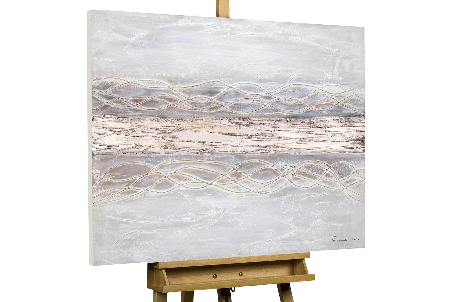 KUNSTLOFT Живопис Bebende Erde 100x75 cm, Leinwandbild 100% HANDGEMALT Wandbild Wohnzimmer