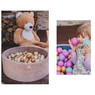 MeowBaby Bällebad Bällebad für Kinder und Babys – Kugelbad 90x30 cm mit 200 Bunten Bällen, (Bällebad mit 200 Bällen), Rundes Bällchenbad, waschbarer Bezug, Made in EU